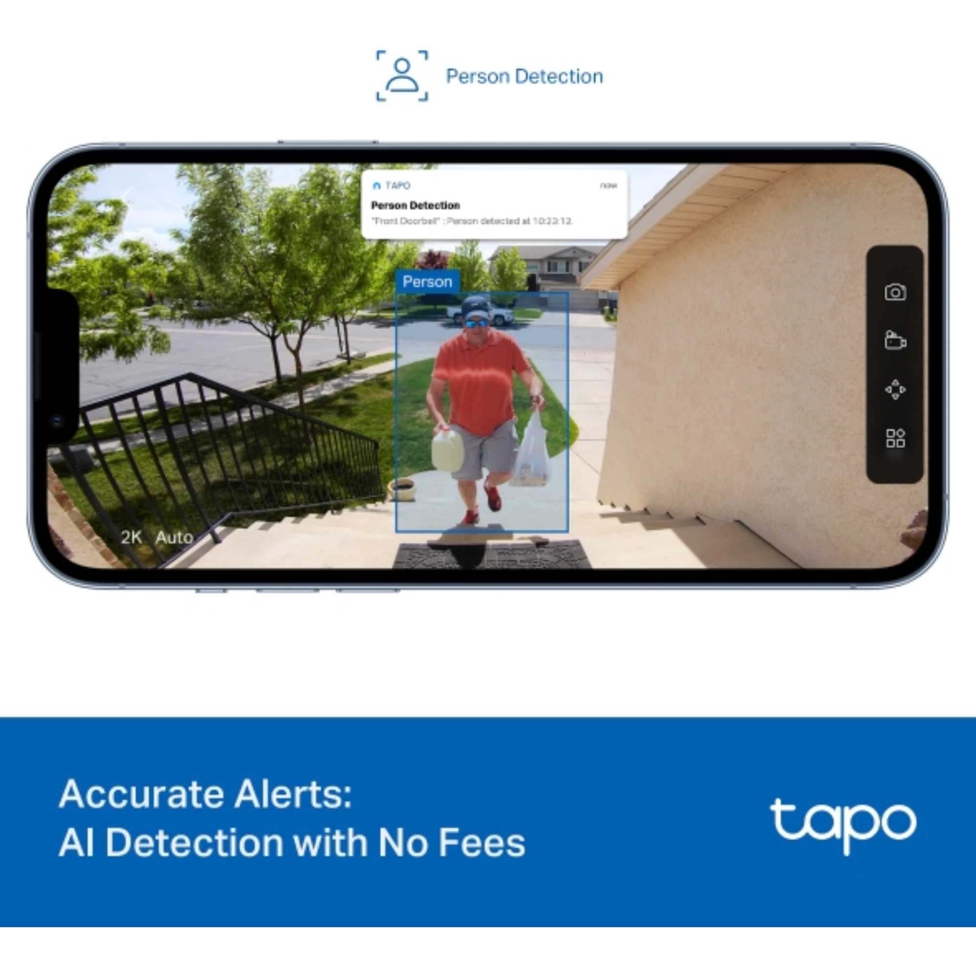 Tapo TD20 2K Battery Video Doorbell Mini Ultra-Wide 160 Degree FOV - Black