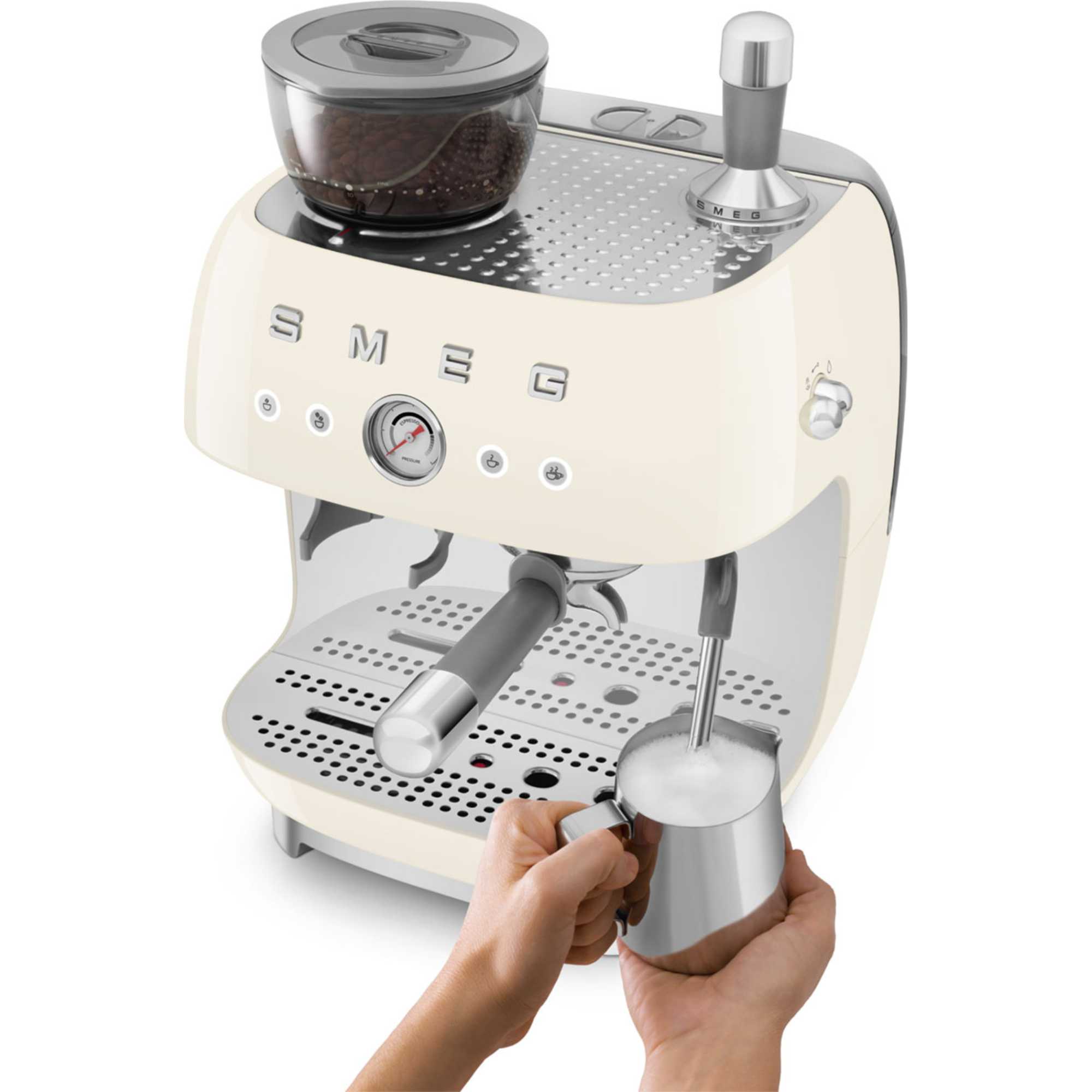 EGF03CRUK 50's Style Espresso Coffee Machine with Grinder - Cream