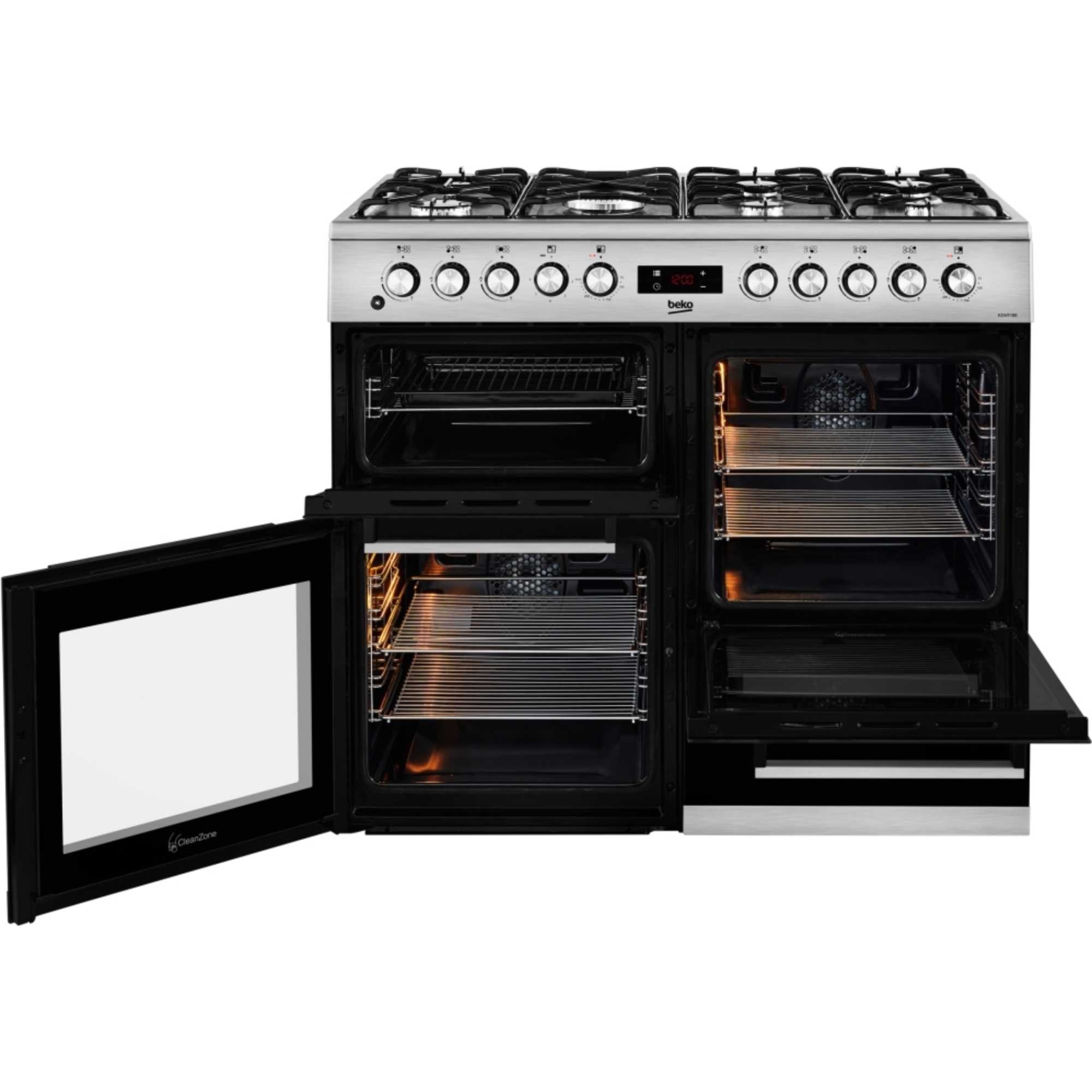100cm Double Oven Range Cooker with 7 Burner Gas Hobs - KDVF100X