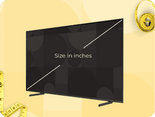 TV screen showing how to measure the screen size with a line from the top right corner to the bottom left corner. 