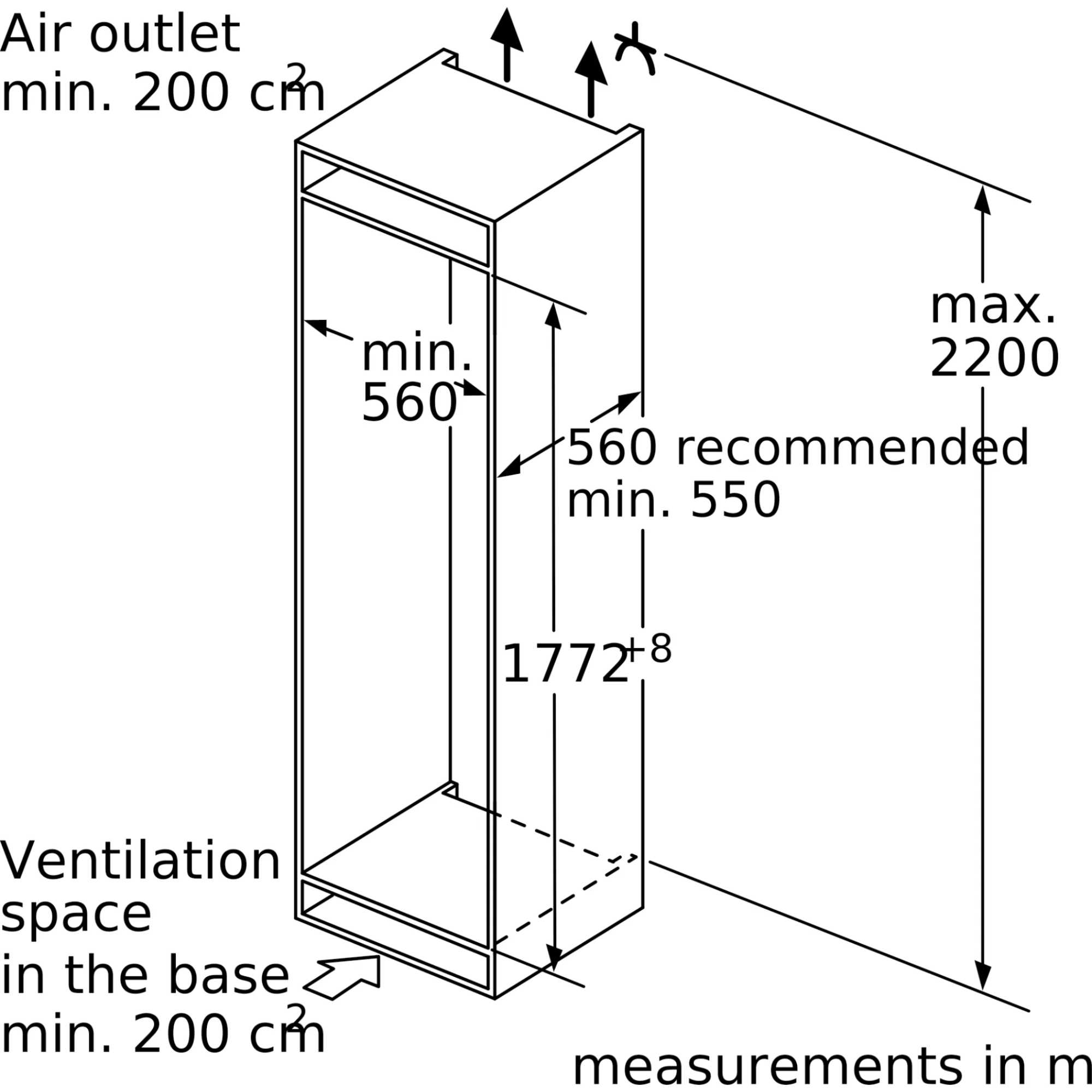 GI7812EE0G N50 212l Full NoFrost Built-In Freezer