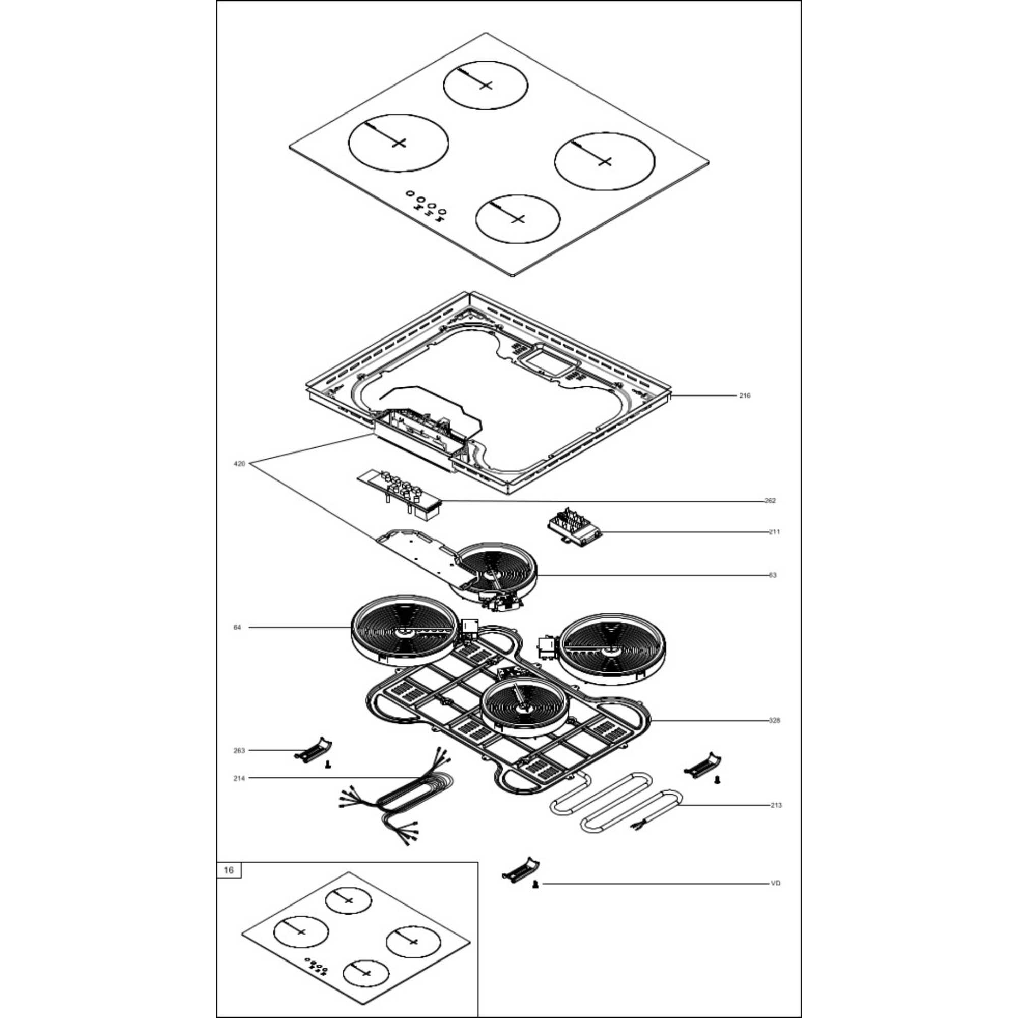 C60CTC 60cm 4 Zone Ceramic Hob - Black Glass