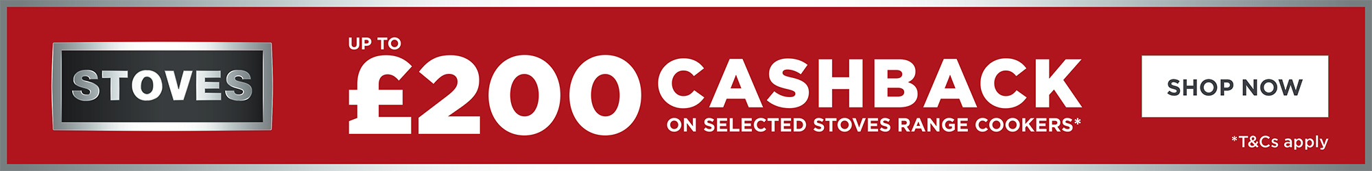 Up to £200 cashback on selected Stove cookers