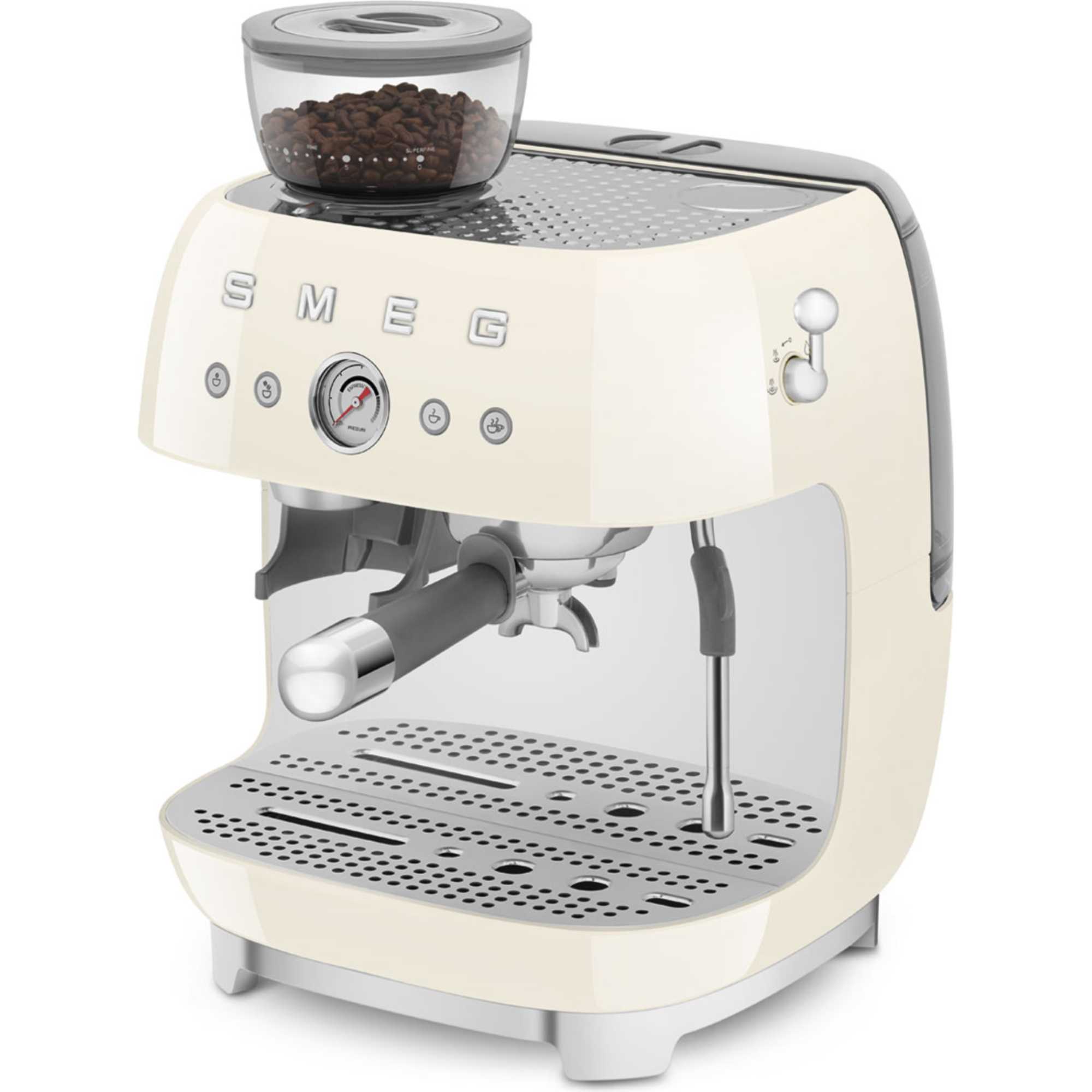 EGF03CRUK 50's Style Espresso Coffee Machine with Grinder - Cream