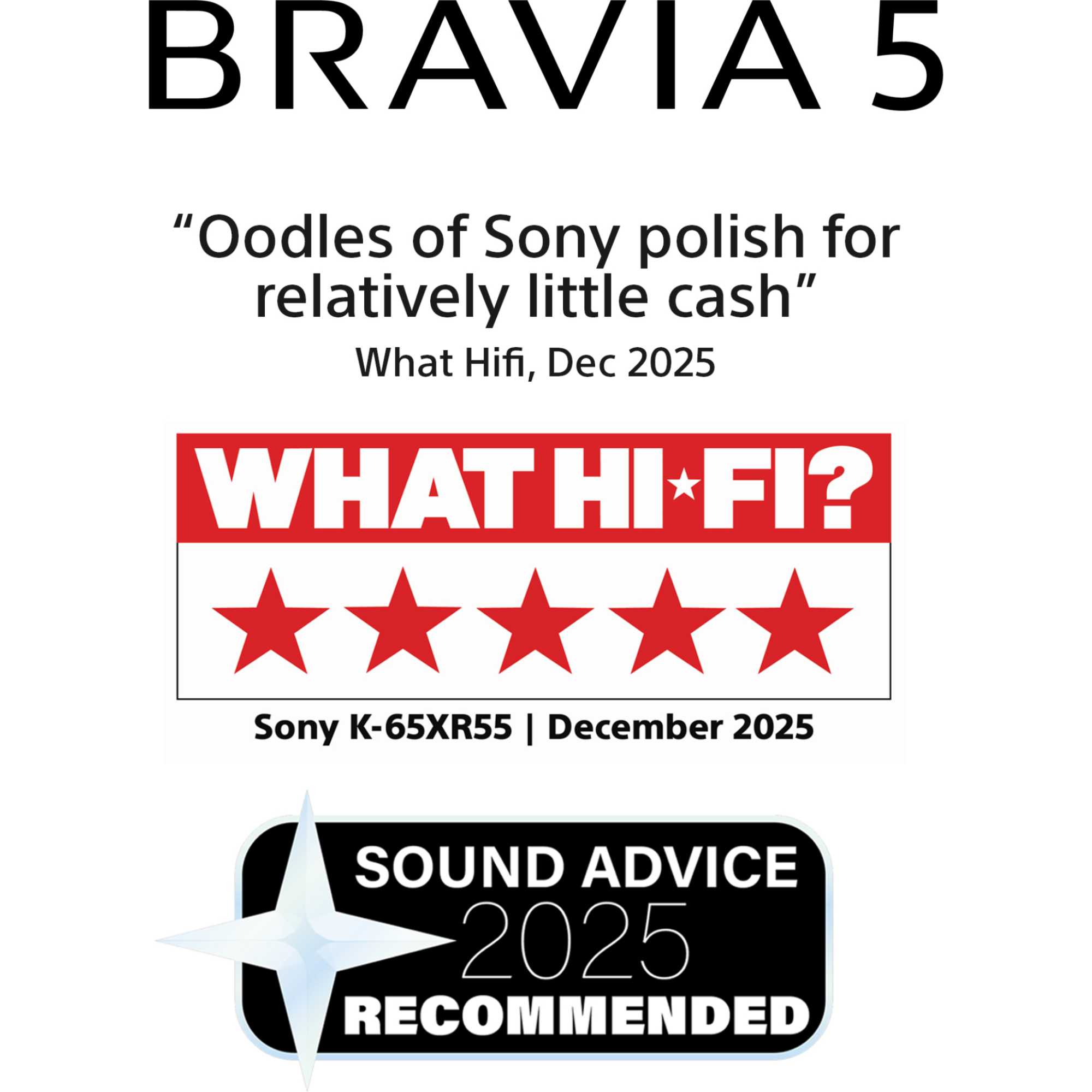 BRAVIA 5 65" 4K XR Mini LED Smart Google TV - K65XR55B