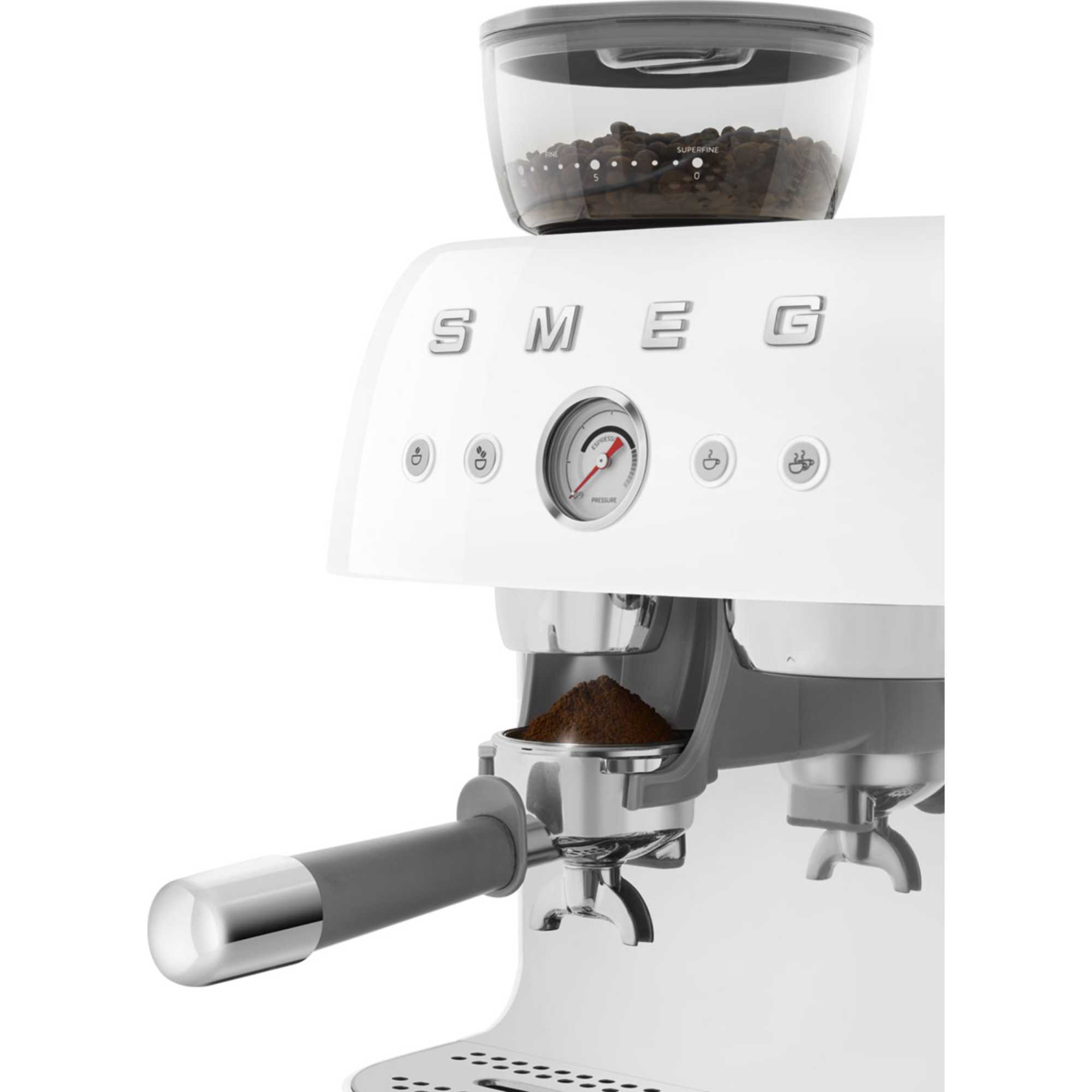 EGF03WHUK 50's Style Espresso Coffee Machine with Grinder - White