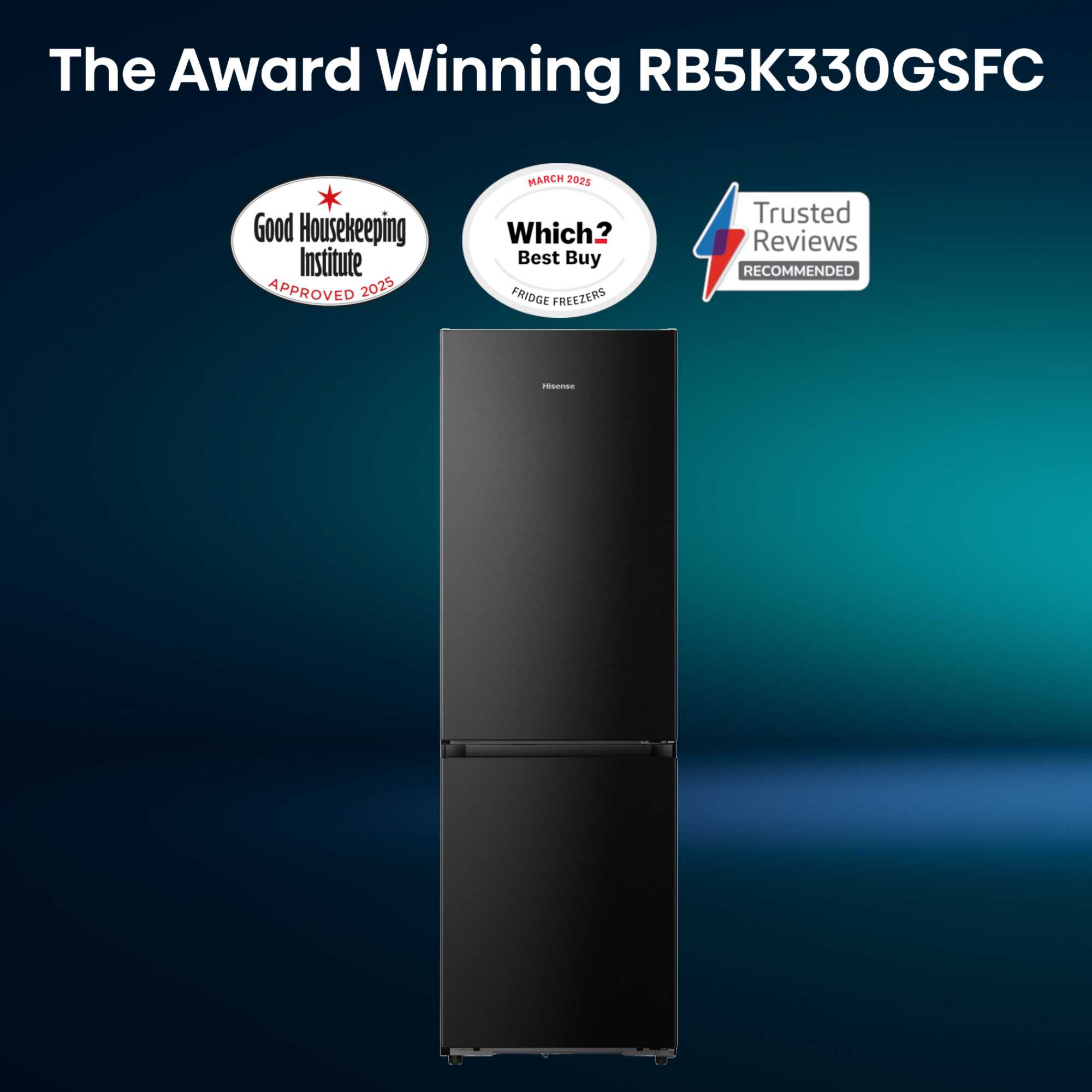 RB5K330GSFC KitchenFit Eclipse 330l Total No Frost Fridge Freezer - Black