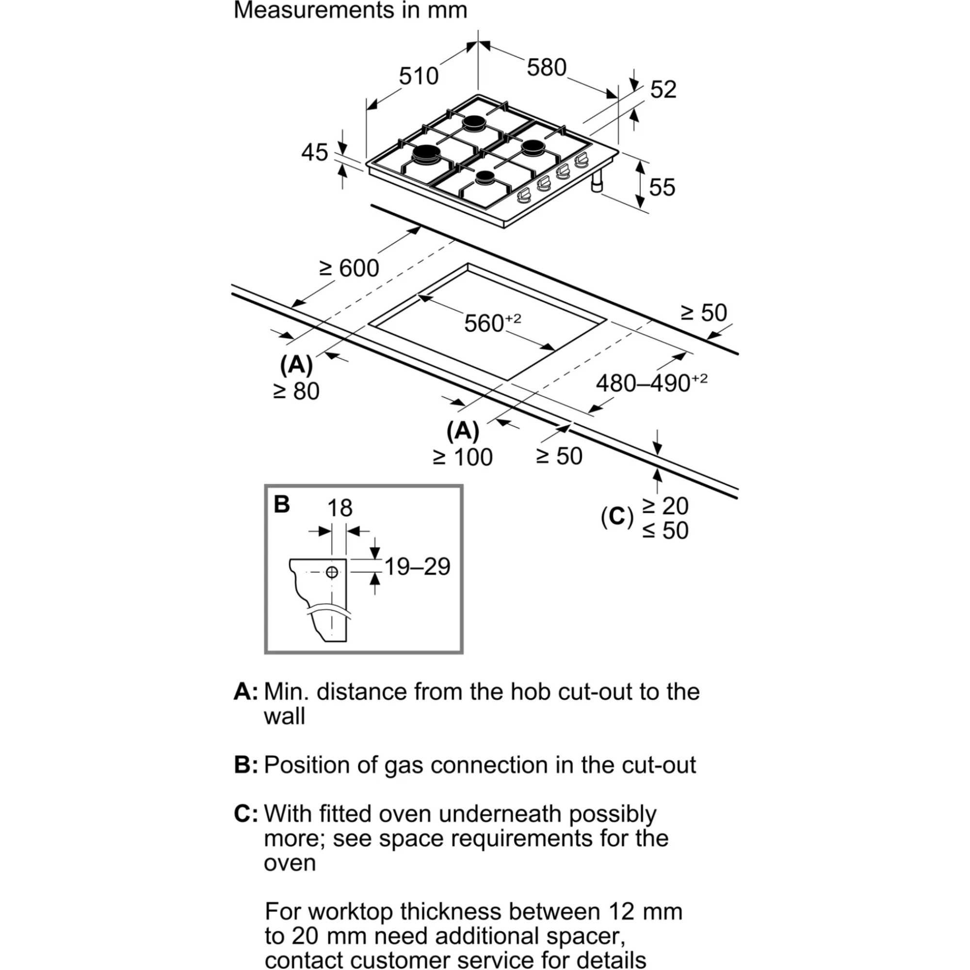 PBP6B5K60 Series 2 Gas 4 Burner Hob - Stainless Steel