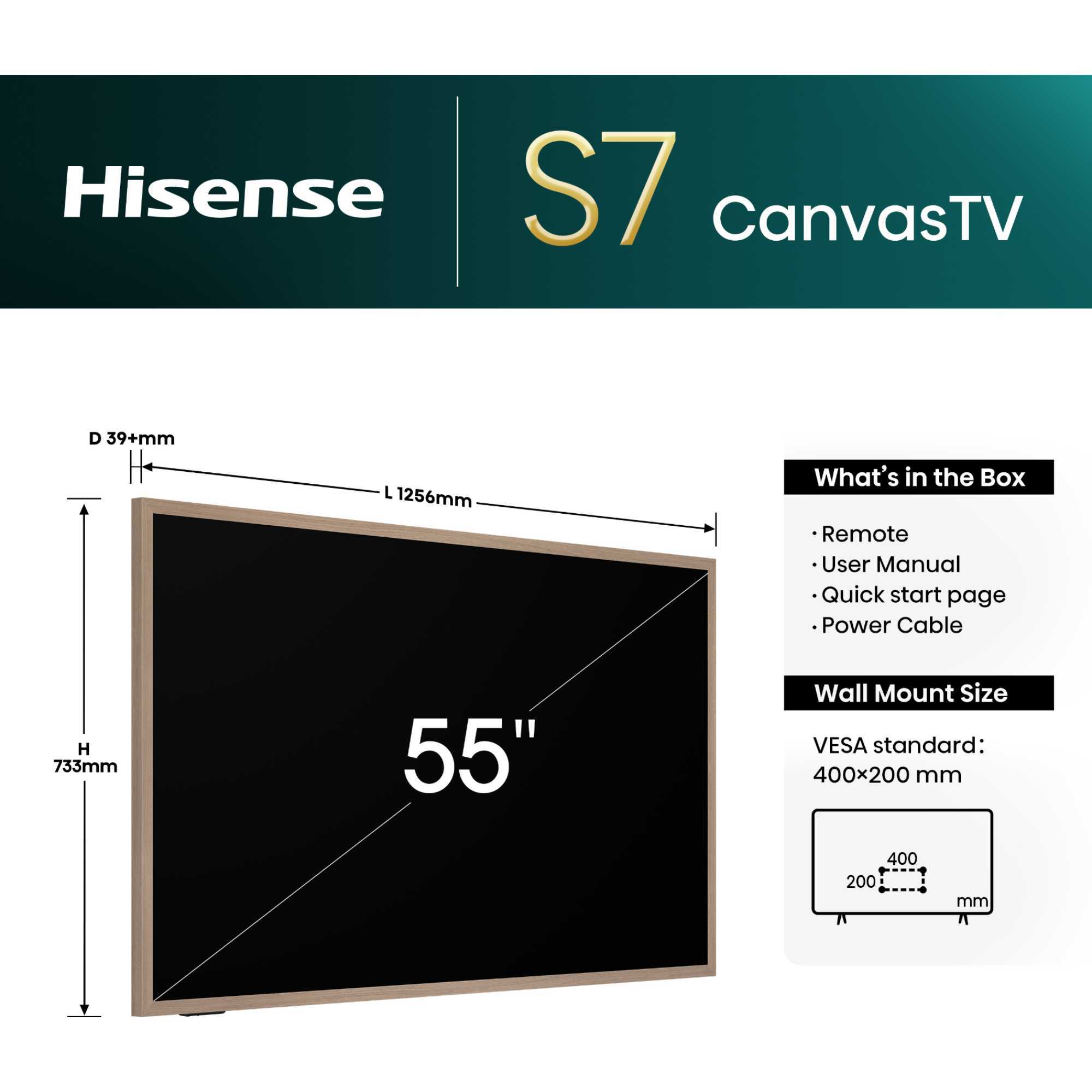 S7NQTUK 55" 4K Ultra HD QLED HDR Canvas TV- 55S7NQTUK