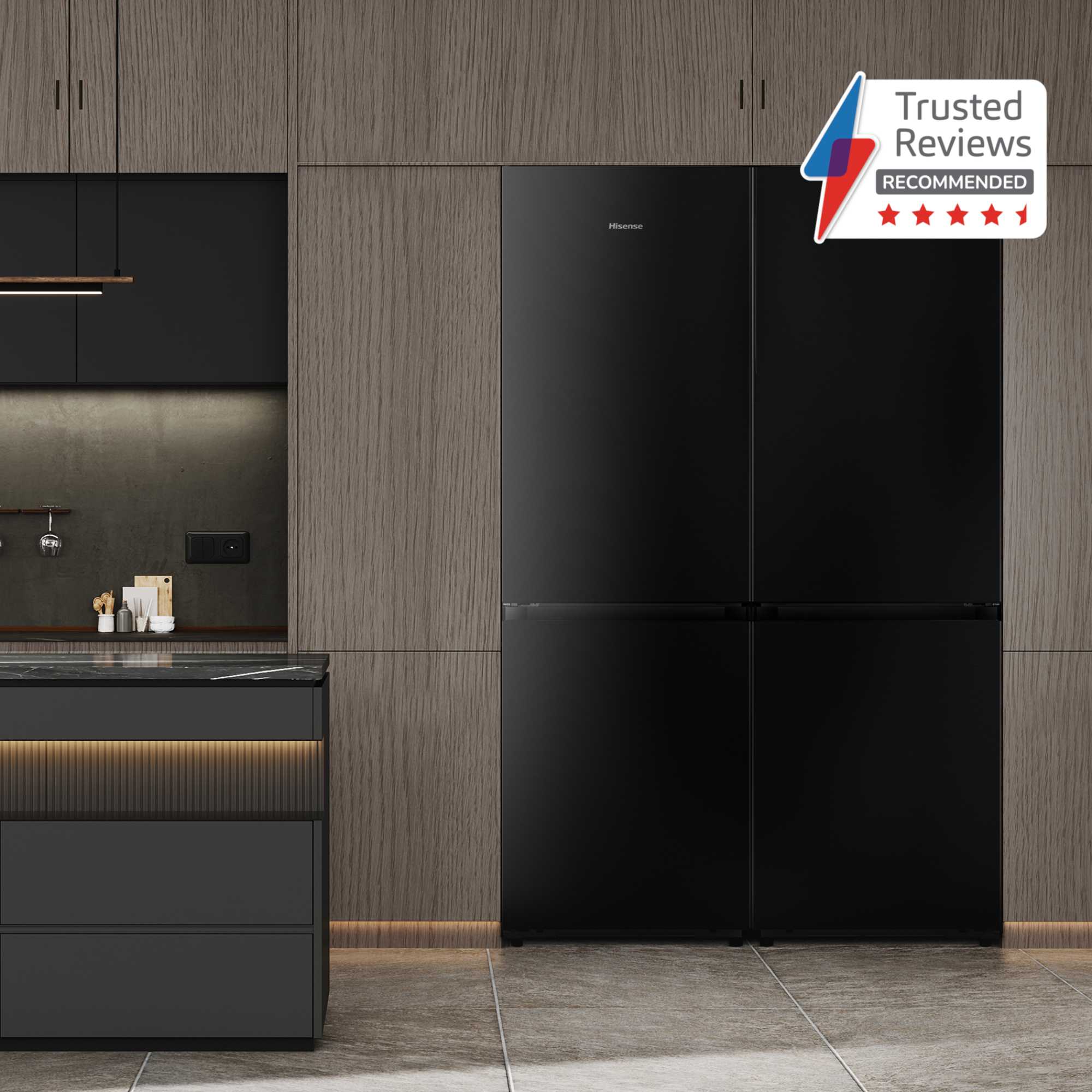 RB5K330GSFC KitchenFit Eclipse 330l Total No Frost Fridge Freezer - Black