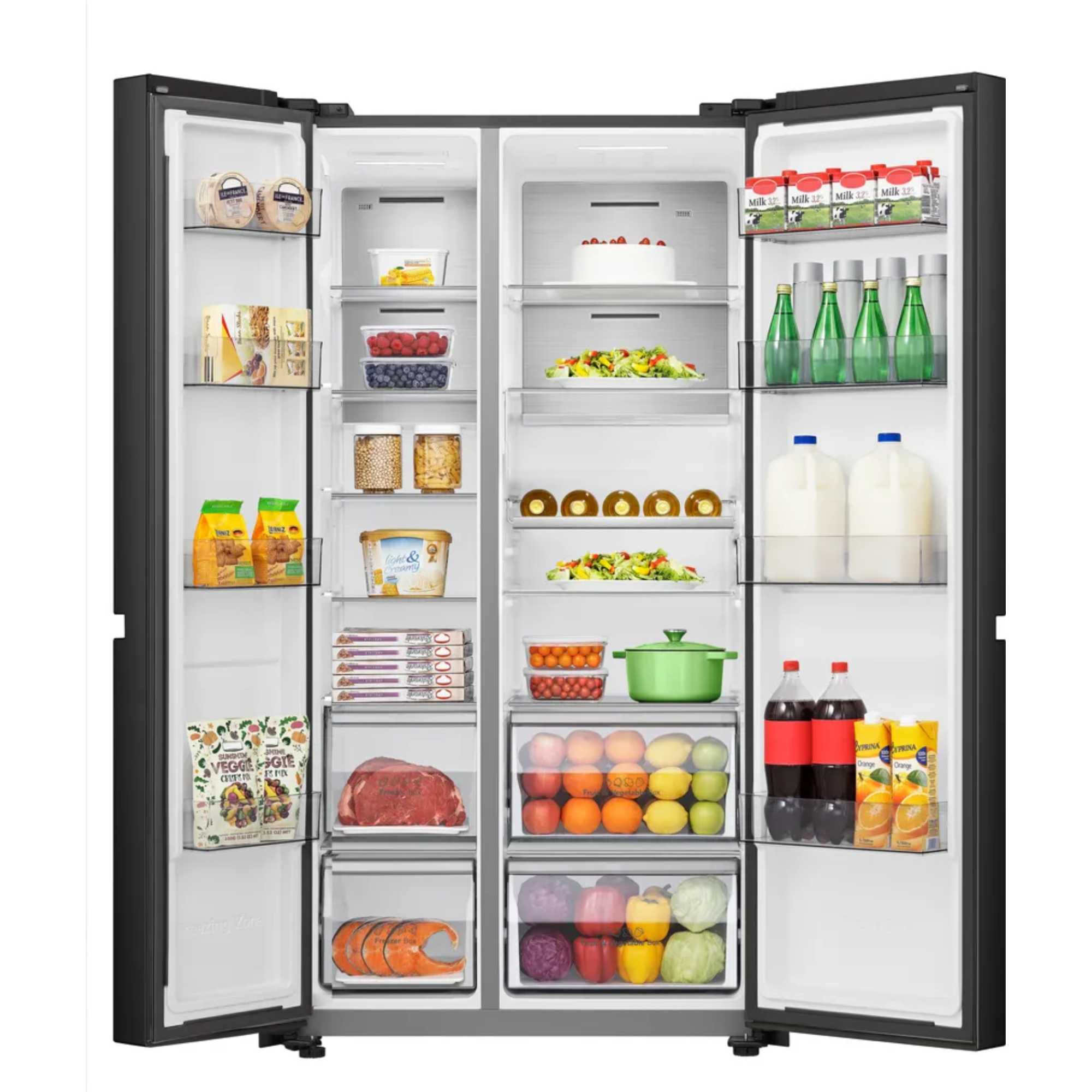 PureFlat RS5P668SSFC American Fridge Freezer No Frost - Black