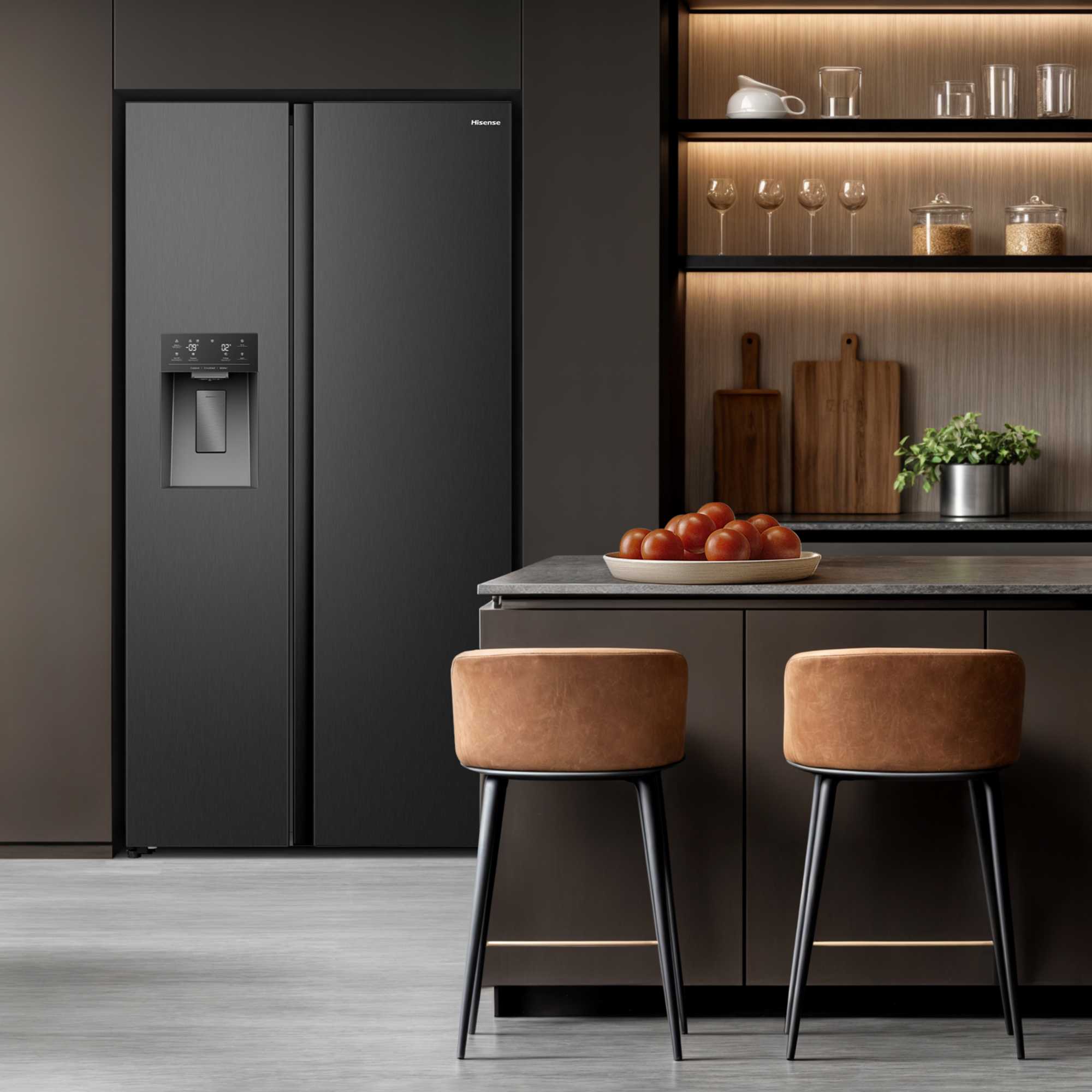 PureFlat American Style Fridge Freezer 60/40 Total No Frost - Black - RS5P528STBE