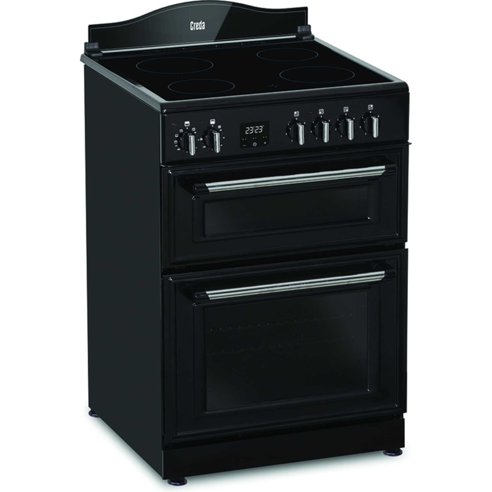 C60CMRBL 600mm Double Oven with Ceramic Hobs - Black