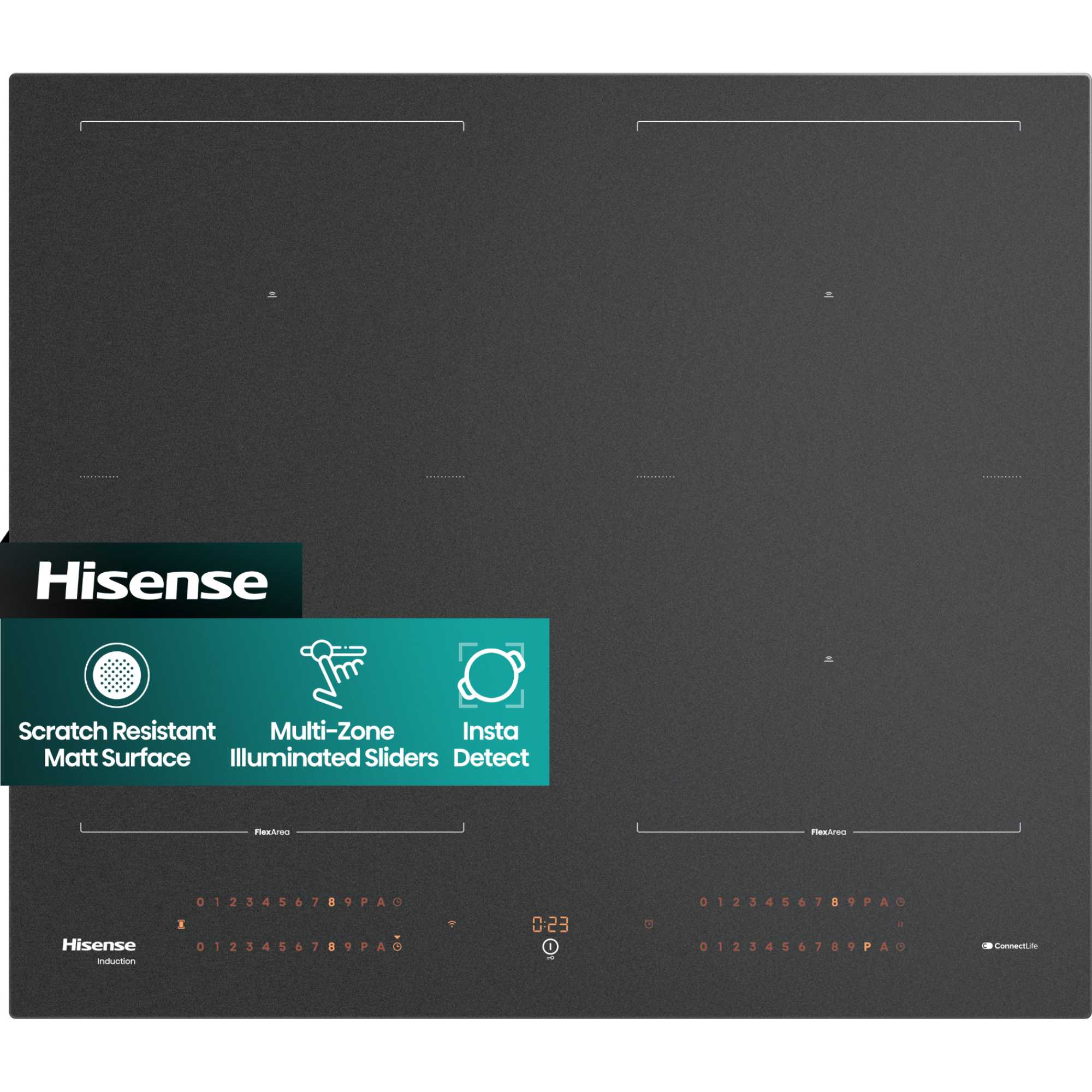 HI6443SRWF Hi8 60cm 4 Zone Induction Hob - Matt Black