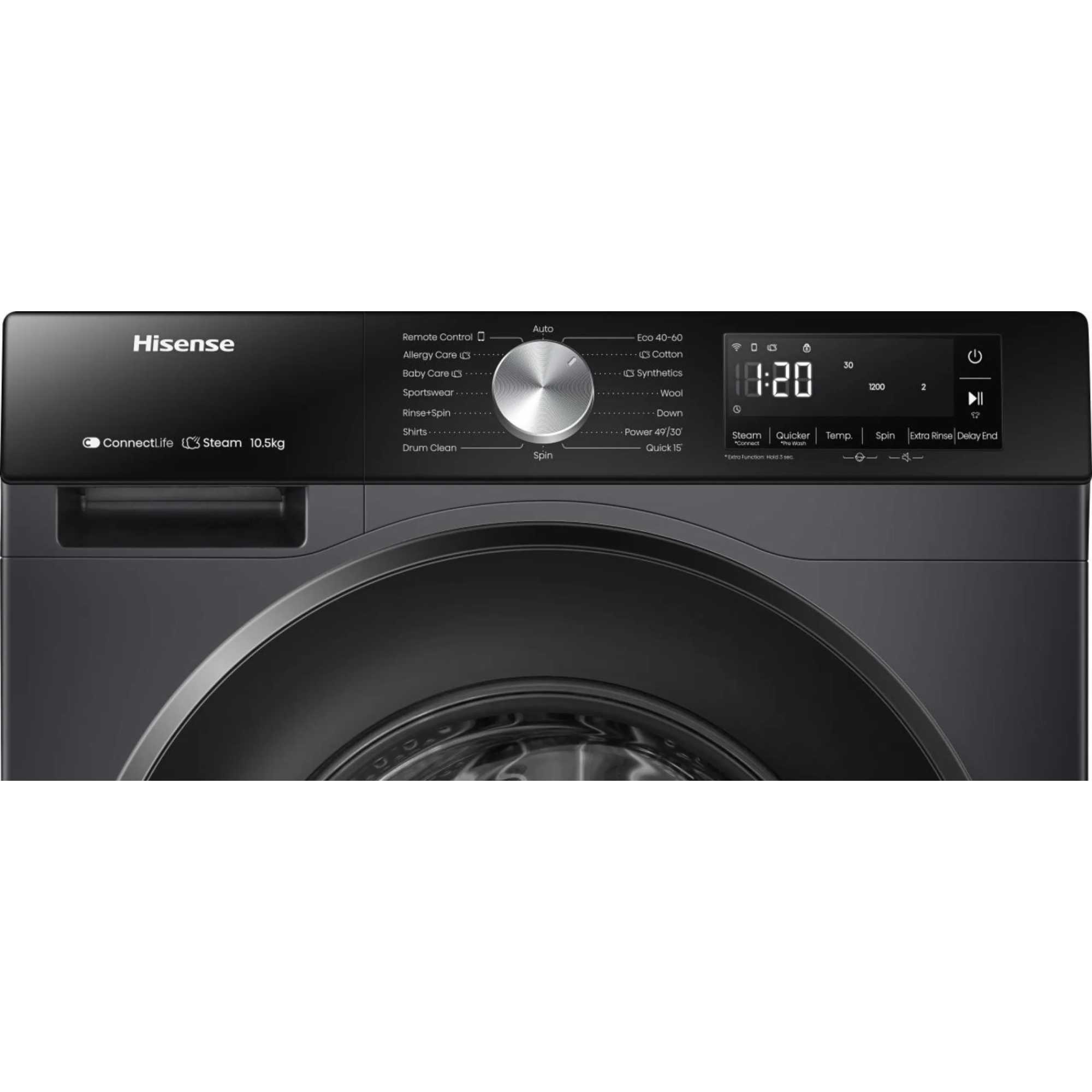 WF3S1043BB3 10.5kg 1400 Spin Steam Washing Machine - Black