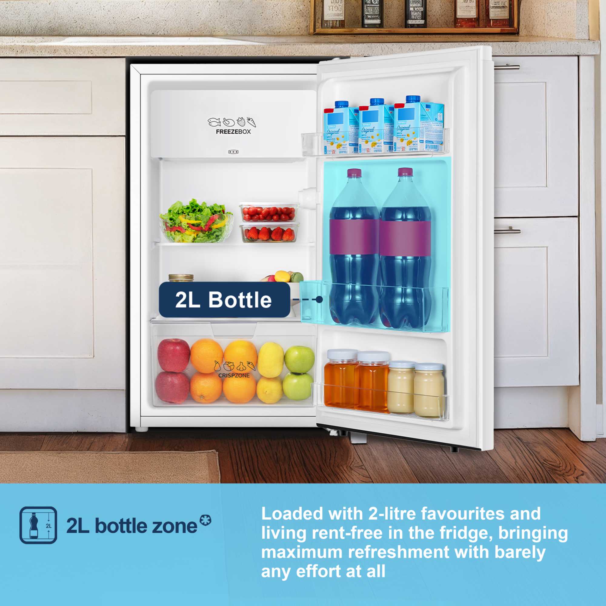MUR4894E 75l Undercounter Fridge with Icebox - White