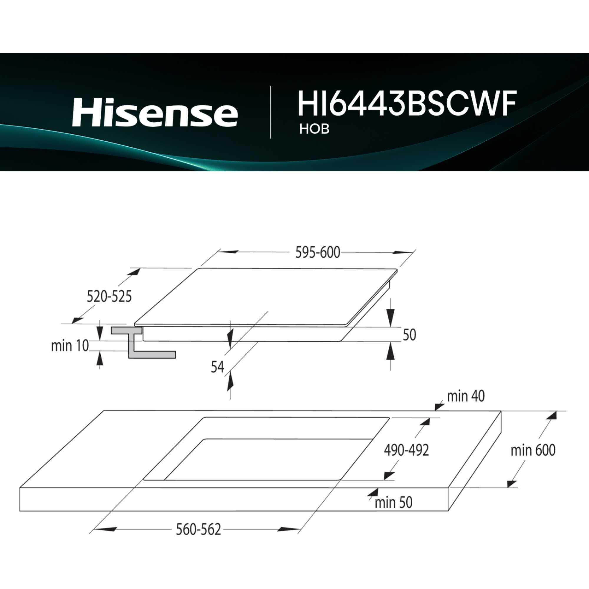 HI6443BSCWF Hi8 60cm 4 Zone Induction Hob - Black