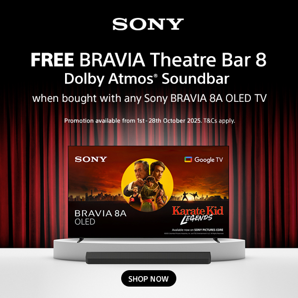 Free Bravia Theatre Bar 8 when bought with any Sony Bravia 8A OLED TV