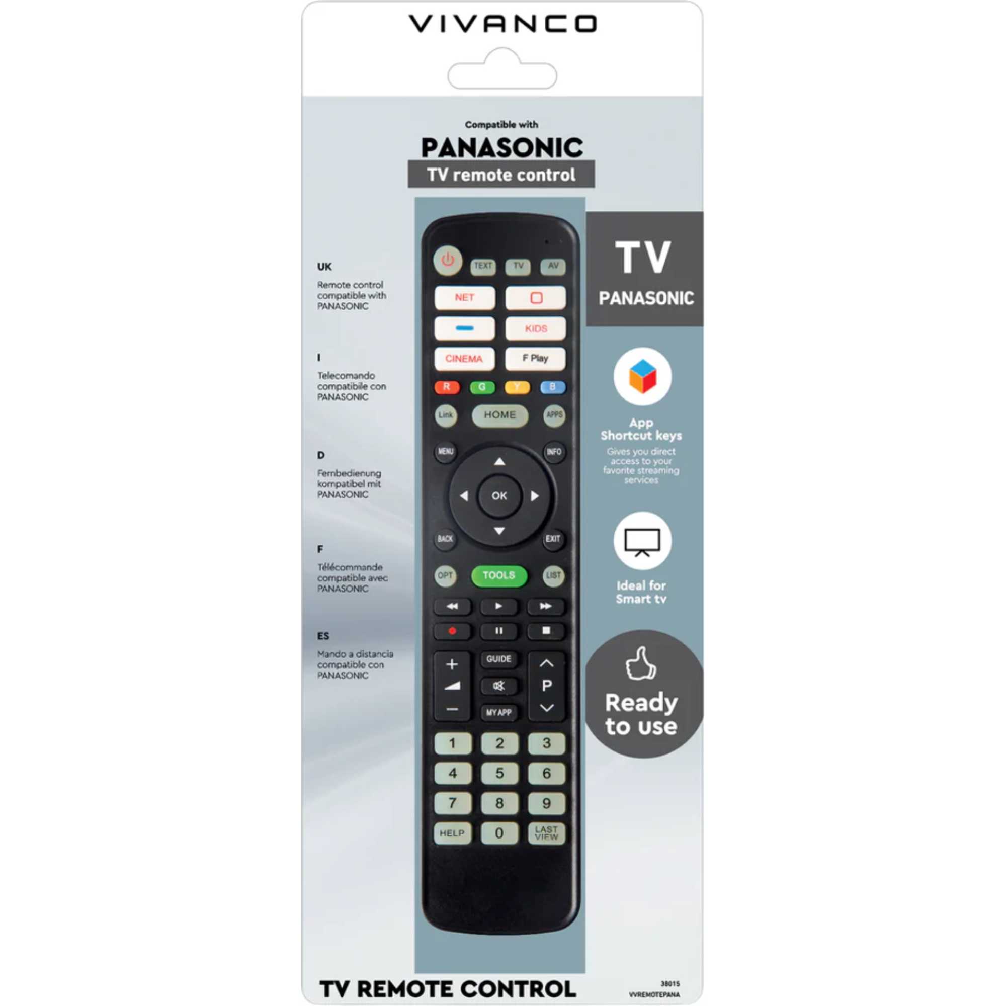 VVREMOTEPANA Remote Control for Panasonic TVs