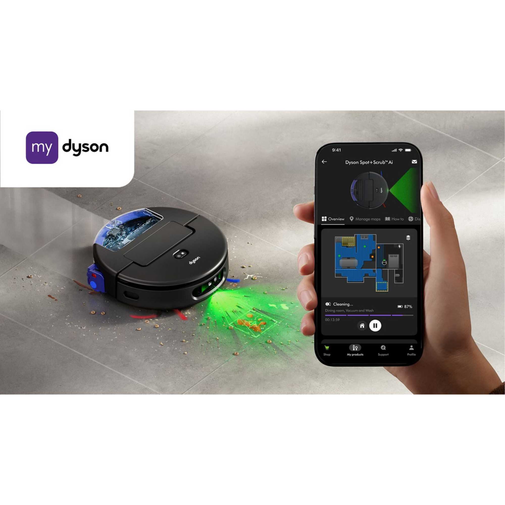 Spot+Scrub AI Wet & Dry Robot Vacuum Cleaner, Black