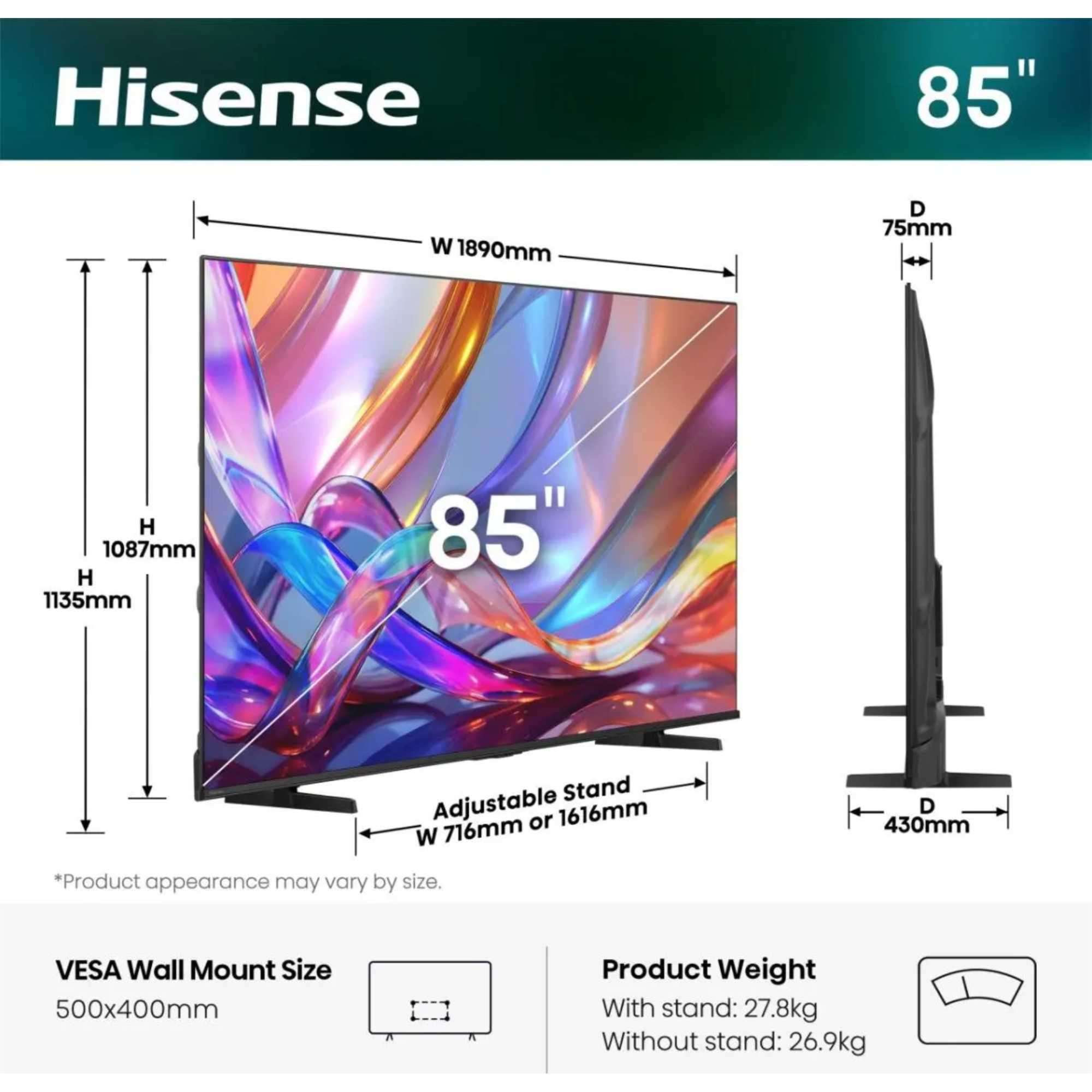 E7STUK-PRO 85" 4K Ultra HD Hi-QLED Freely Smart TV - 85E7STUK-PRO