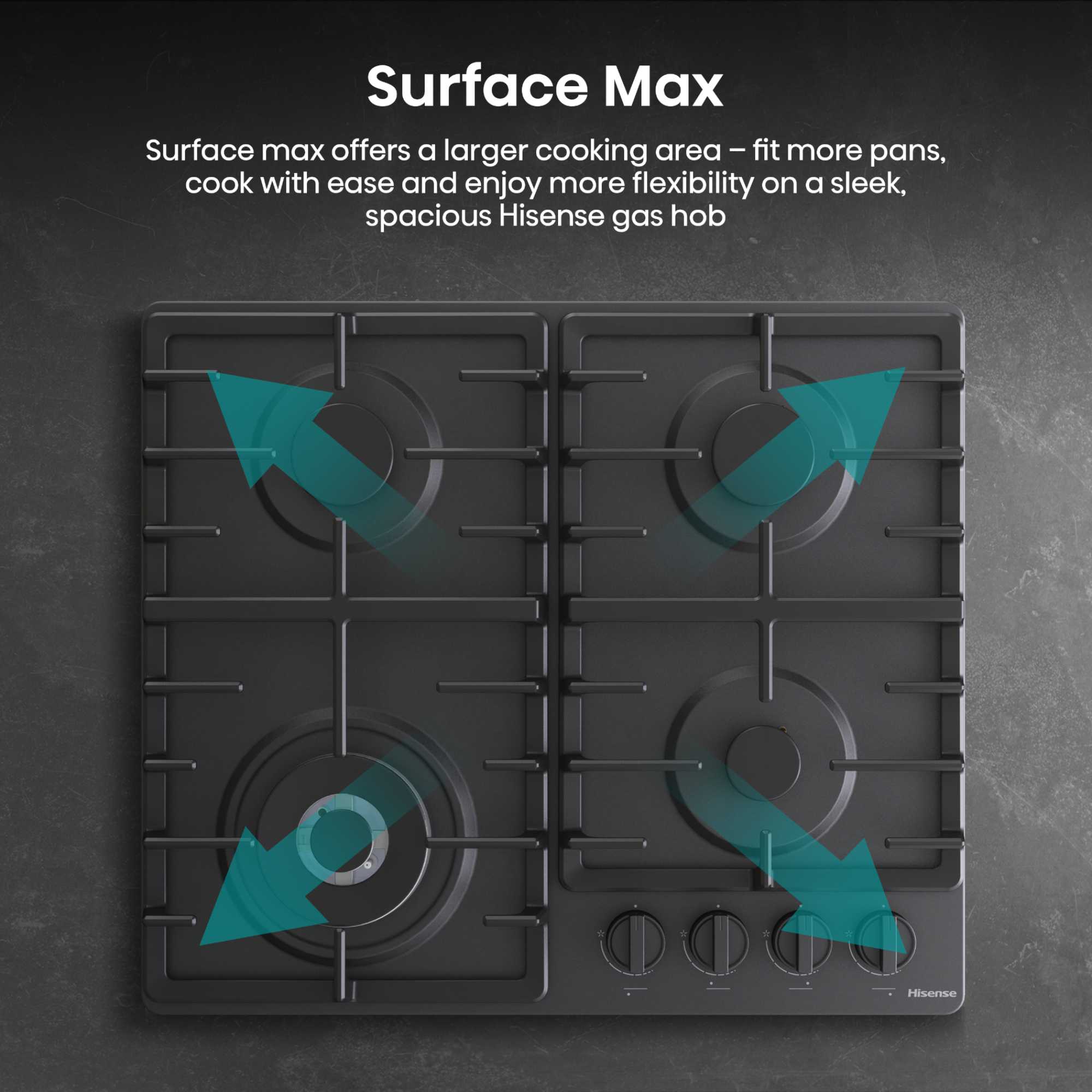 GM663BHF Hi2 60cm 4 Zone Gas Hob - Black