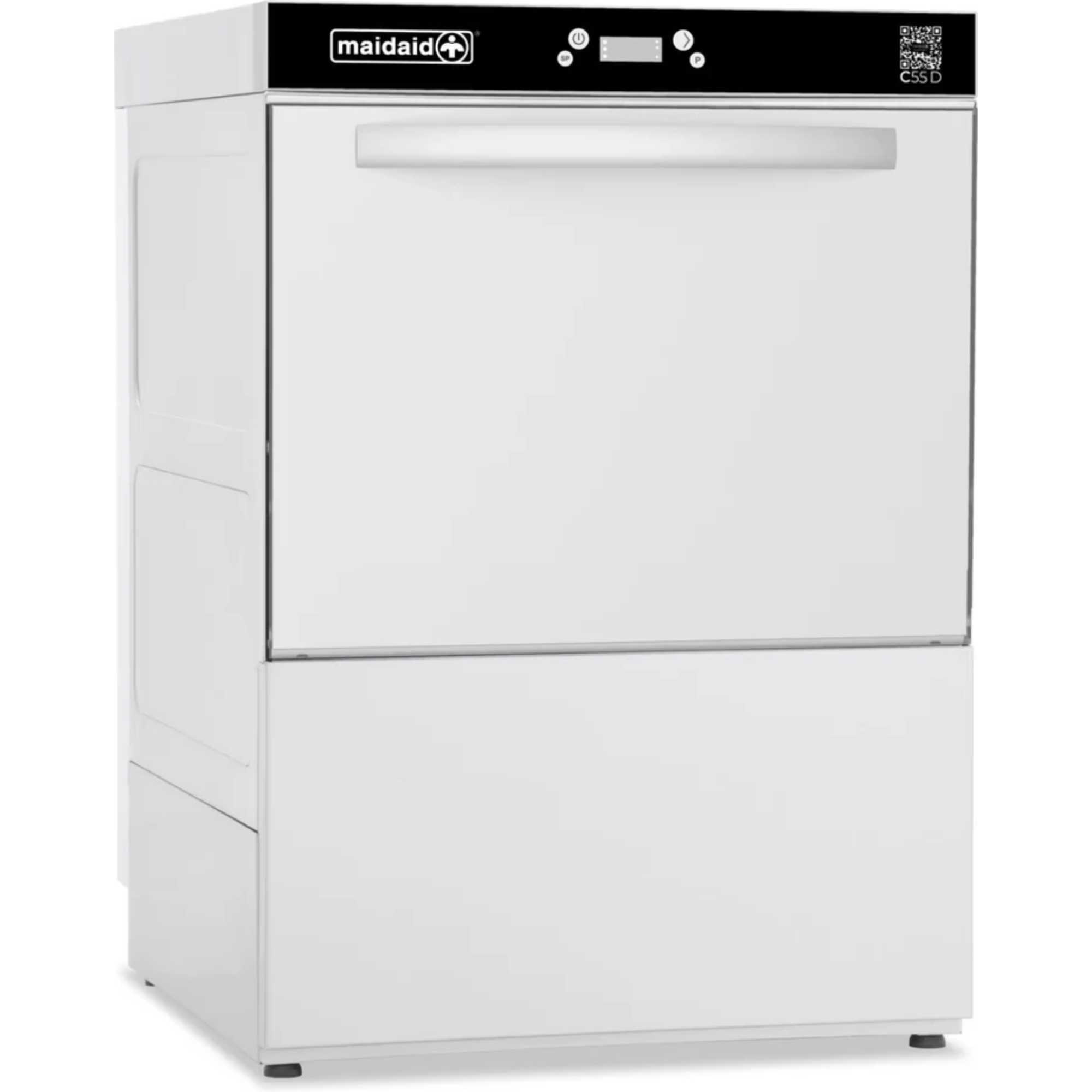 C55WSD Undercounter Glass/Dishwasher 500mm Basket Built-In Softener - White