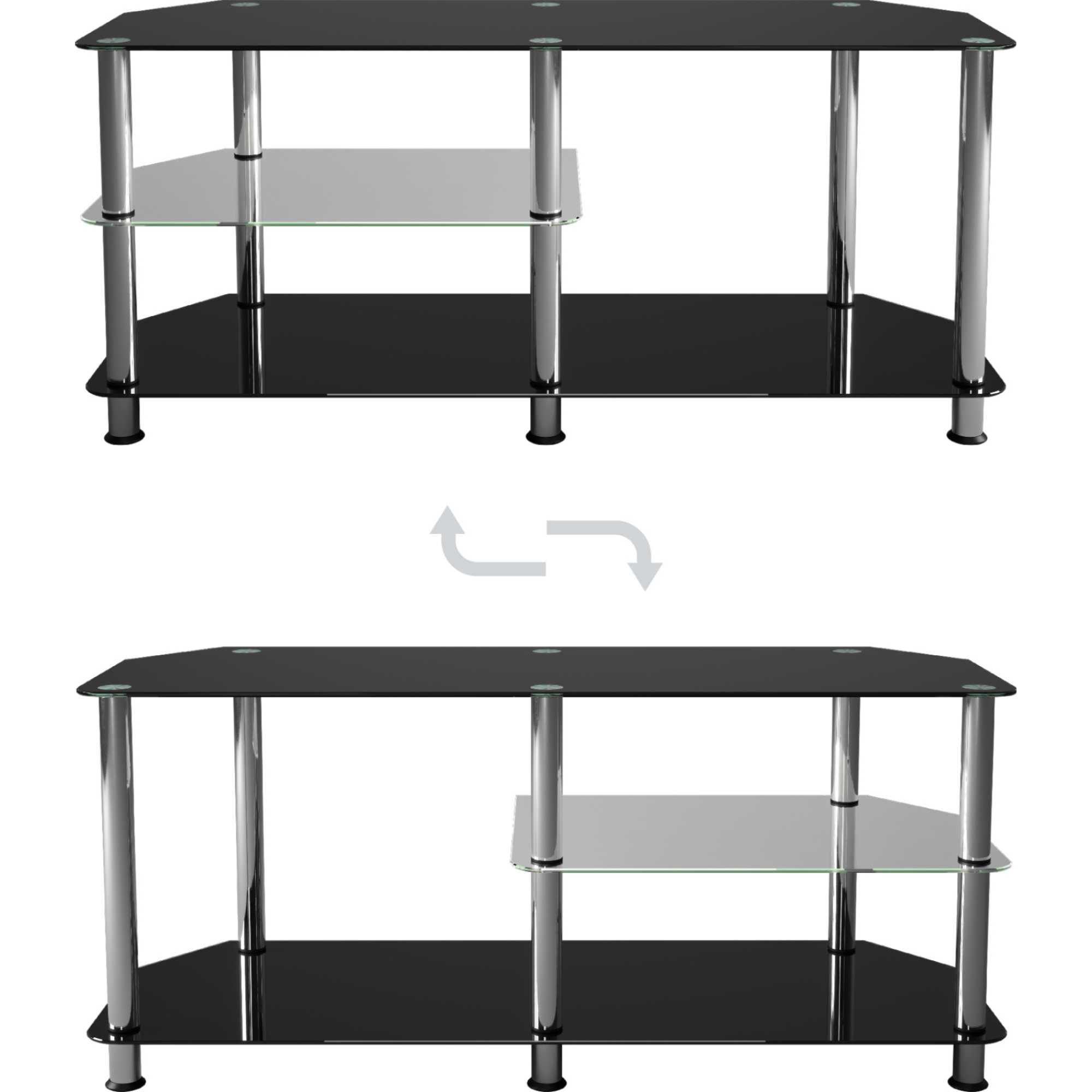 SDC1140-5 Glass TV Stand With Vertical Storage - Black/Chrome
