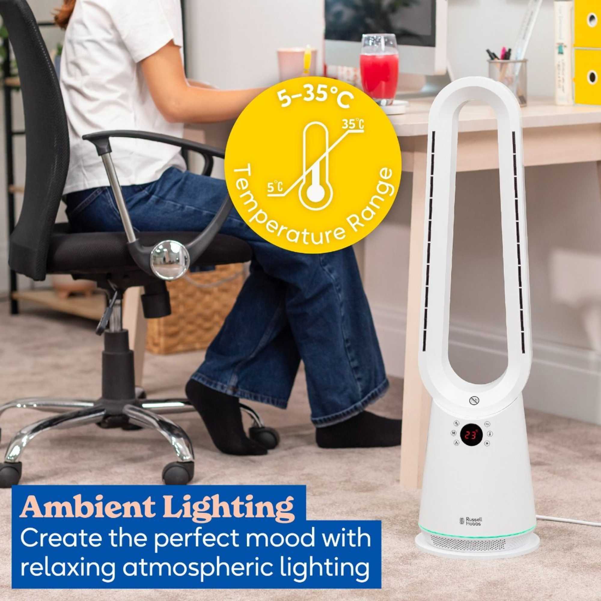 RHBHC2030W Bladeless 2KW Fan Heater With 30W Cooling Modes - White