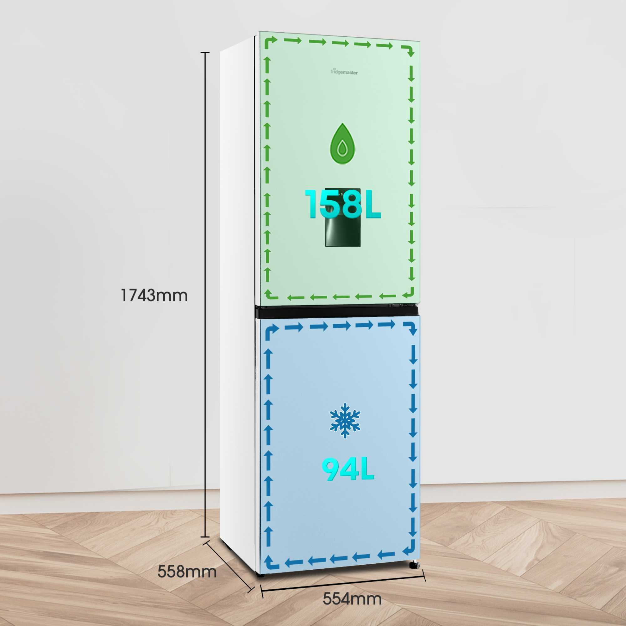 MC55240DE 252l Fridge Freezer with Water Dispenser