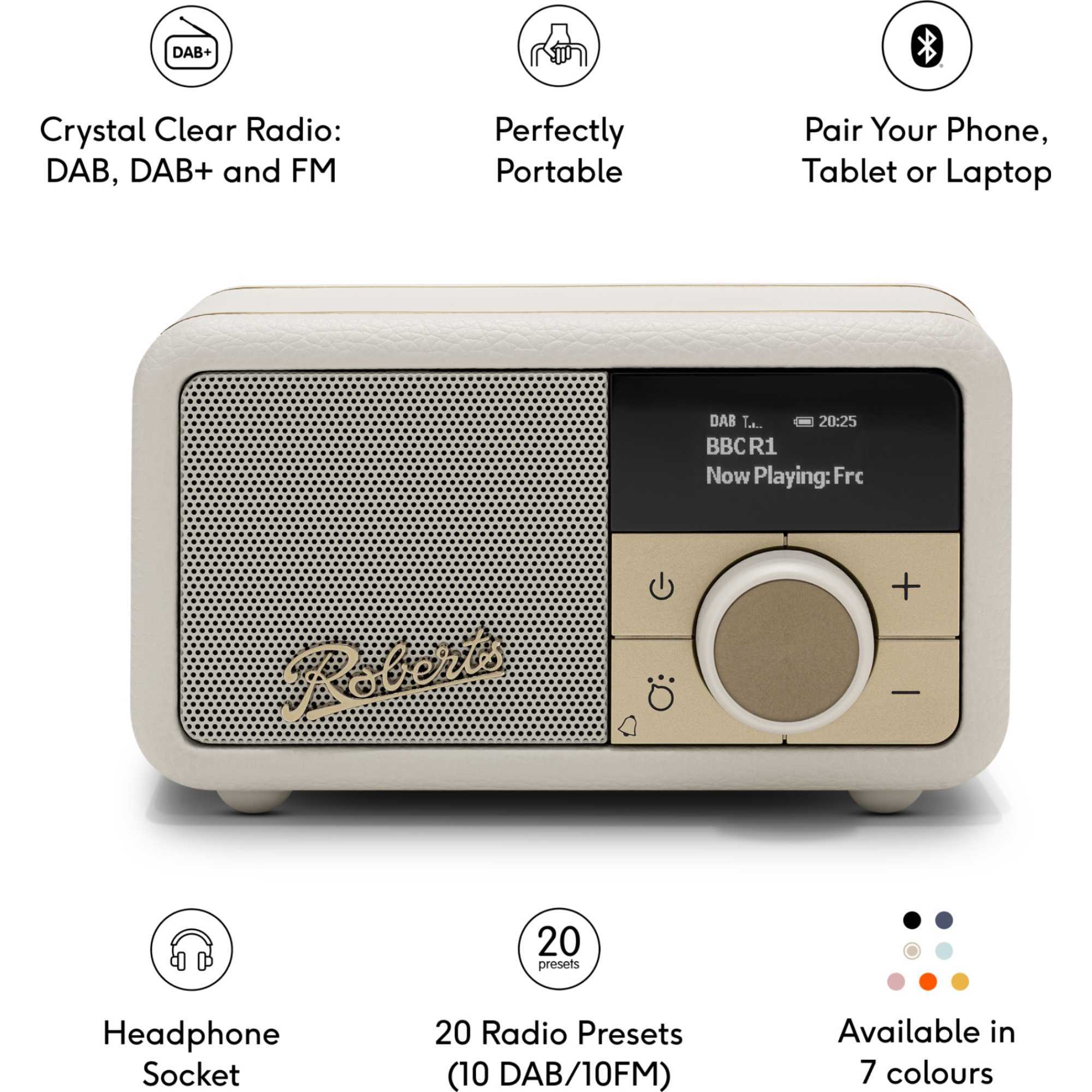 Revival Petite 2 DAB/DAB+/FM Bluetooth Portable Radio - Pastel Cream
