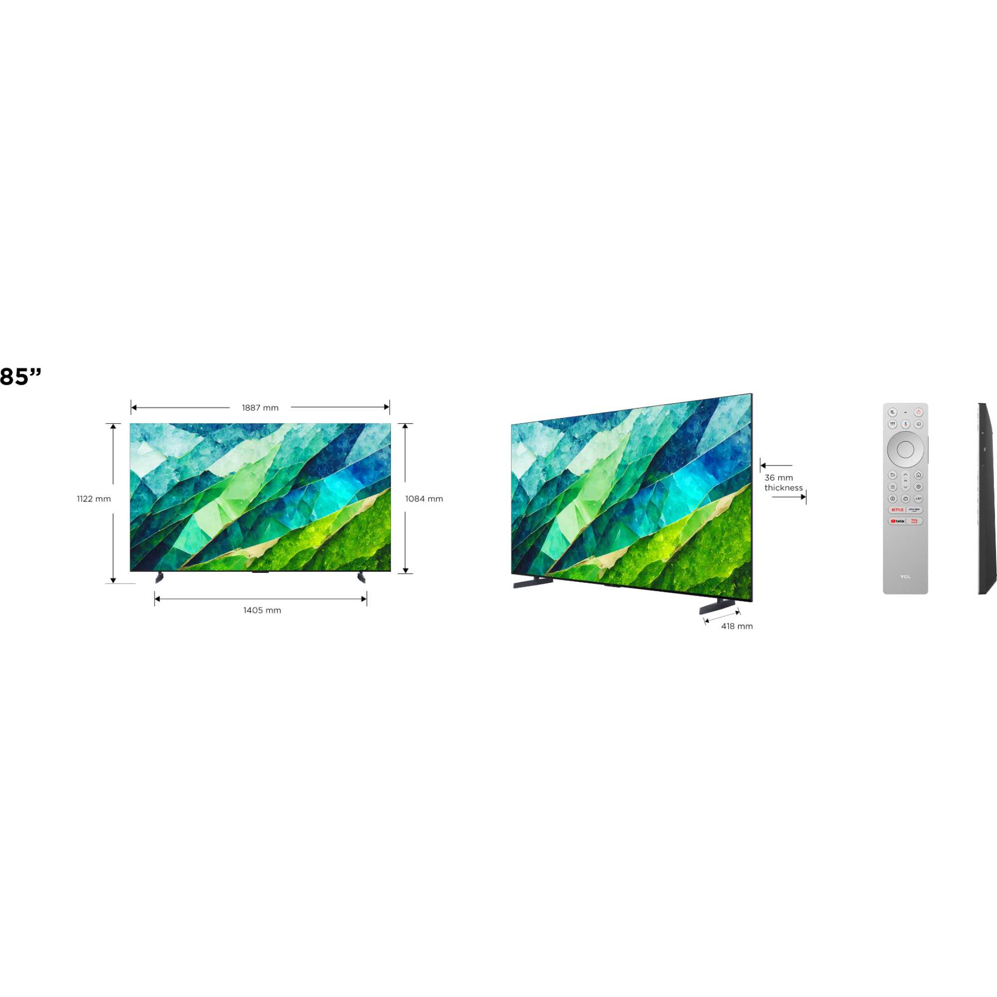 C855K 85" 4K QD-Mini LED HDR Premium Google Smart TV - 85C855K