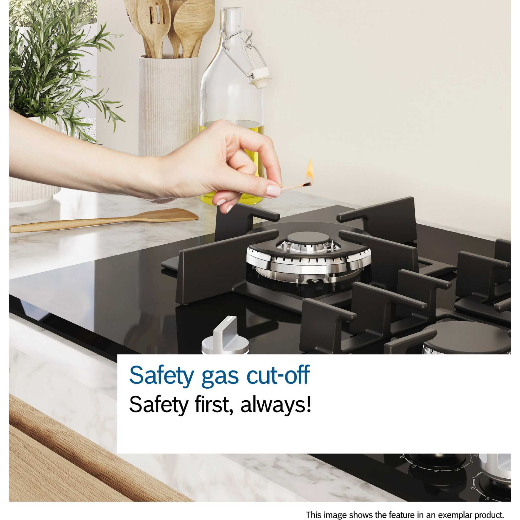PCQ7A5I90 Series 6 75cm 5 Zone Gas Burner Hob - Stainless Steel