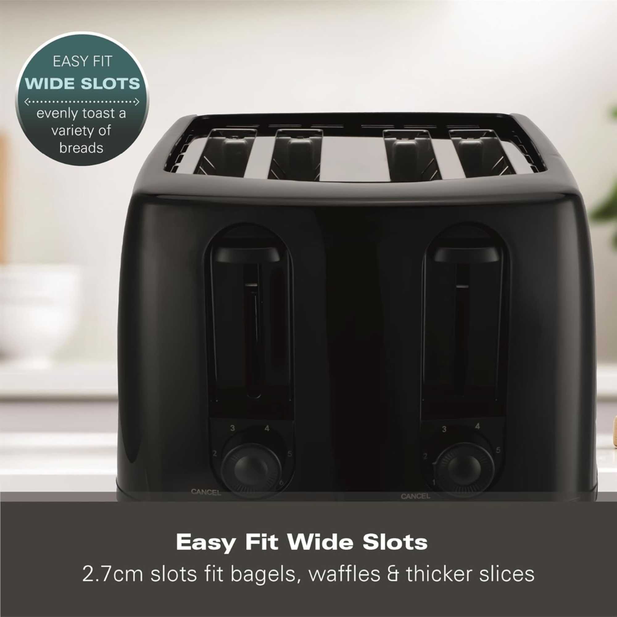 HB4T5032B 1300W Essential Toaster 4 Slice - Black