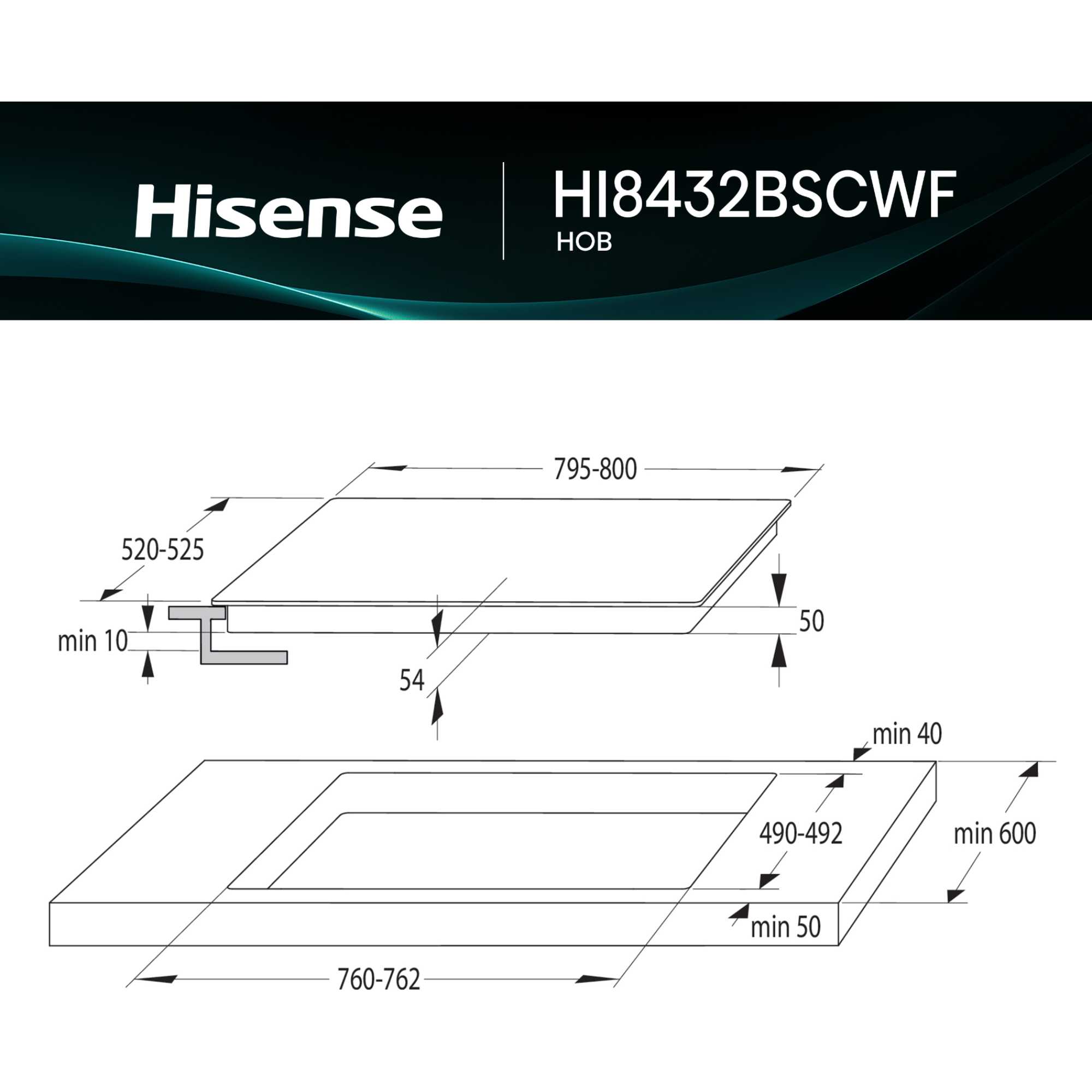 HI8432BSCWF Hi6 80cm 4 Zone Induction Hob - Black