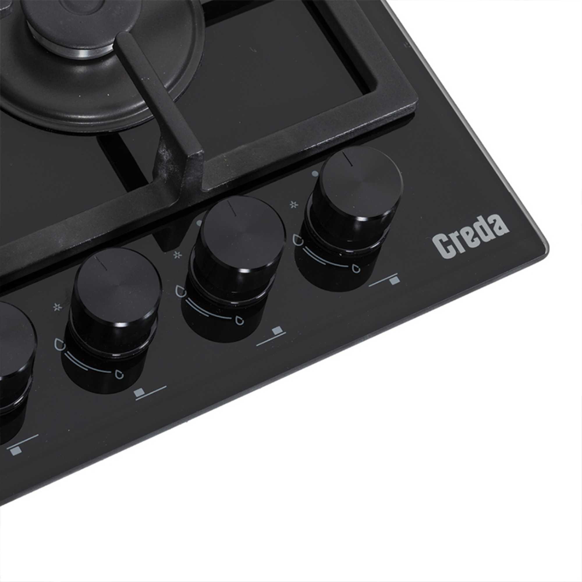 C60GFCWG 60cm 4 Zone Gas Hob - Black
