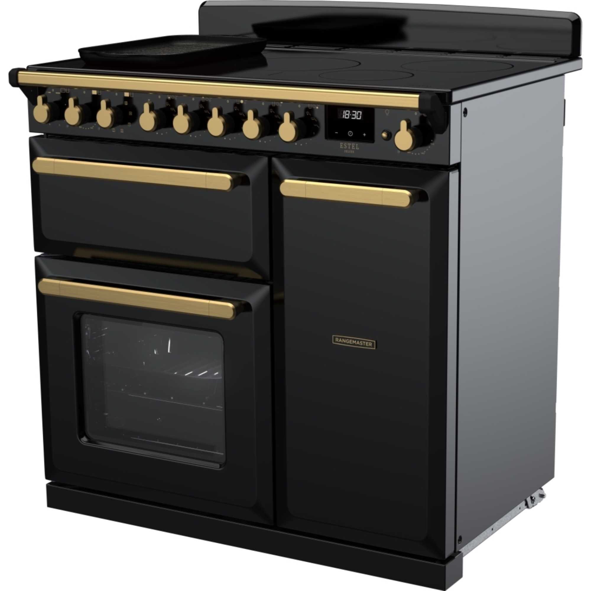 Estel Deluxe ESDL90EIP 90cm Induction Range Cooker - Gloss Black & Brass