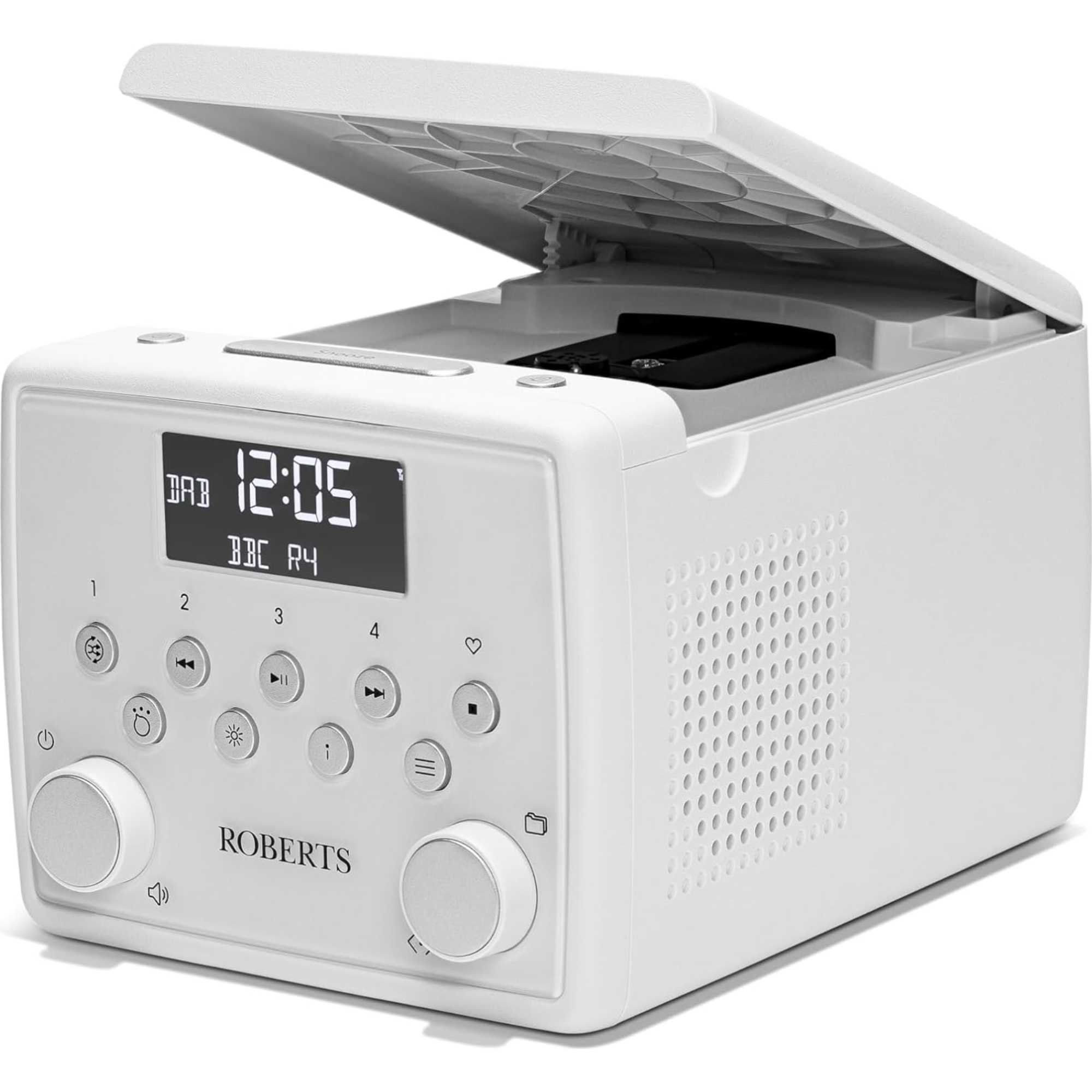 SOUND49 FM/DAB/DAB+ Digital Clock Radio with Bluetooth & CD Player - White