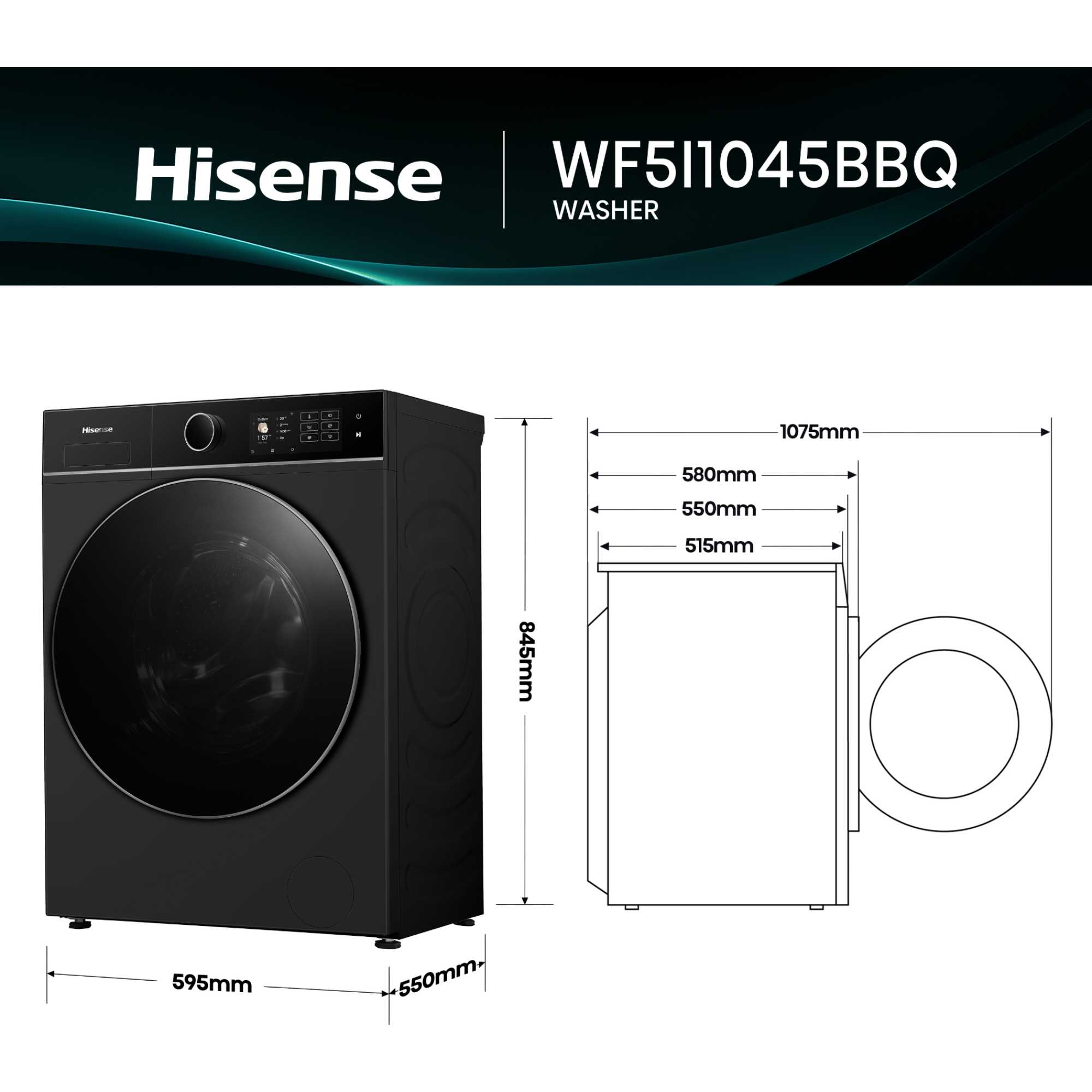 5I Series 10.5kg 1400rpm Washing Machine - WF5I1045BBQ