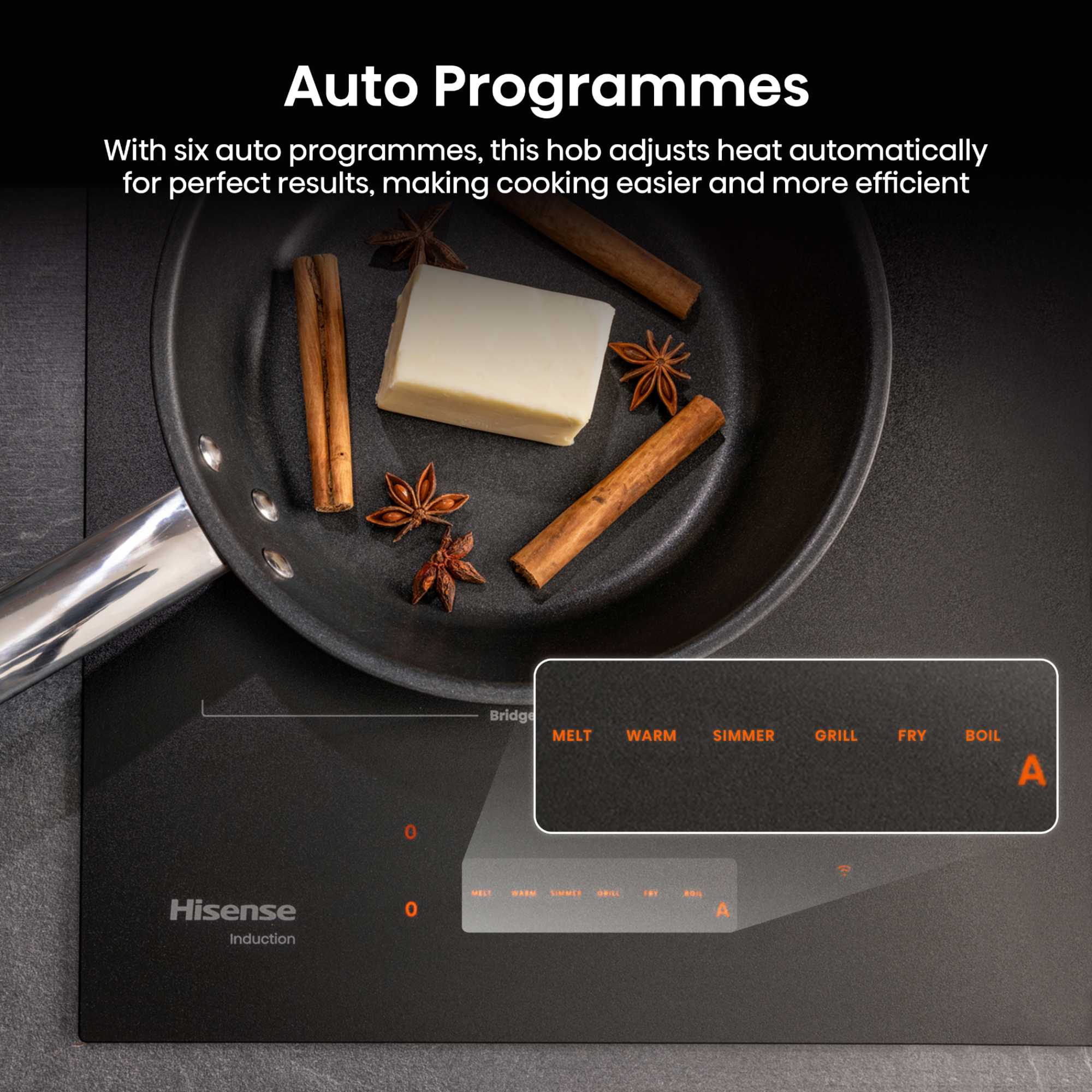 HI6443SRWF Hi8 60cm 4 Zone Induction Hob - Matt Black