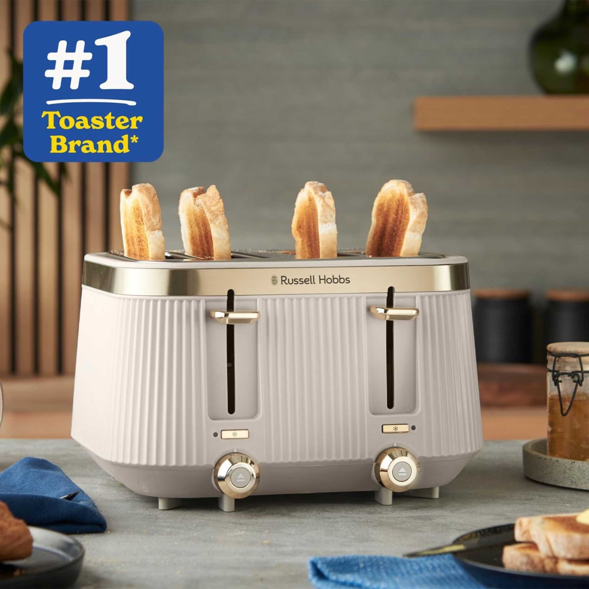 Russell Hobbs 26771 Bronte 4 Slice Toaster - Stone | Hughes