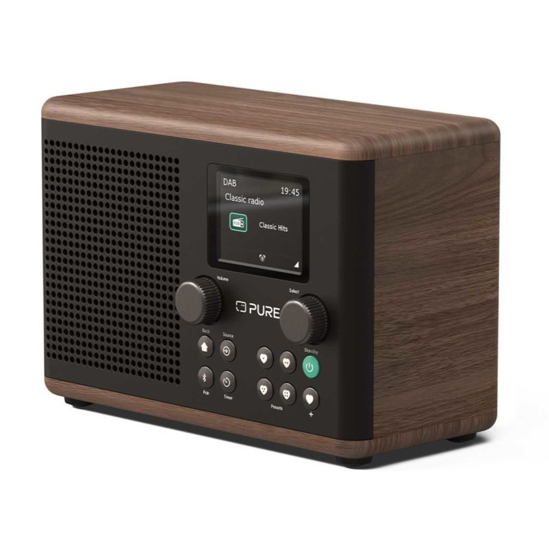 Pure Classic H6 HiFi stereo-installatie en muziekinstallatie met DAB FM- radio, Bluetooth 5.3, USB‑A & AUX 2,4 inch kleuren-TFT-afstandsbediening, dual wekker, slaap- en keuken-timer, 2 x 15 W, 80